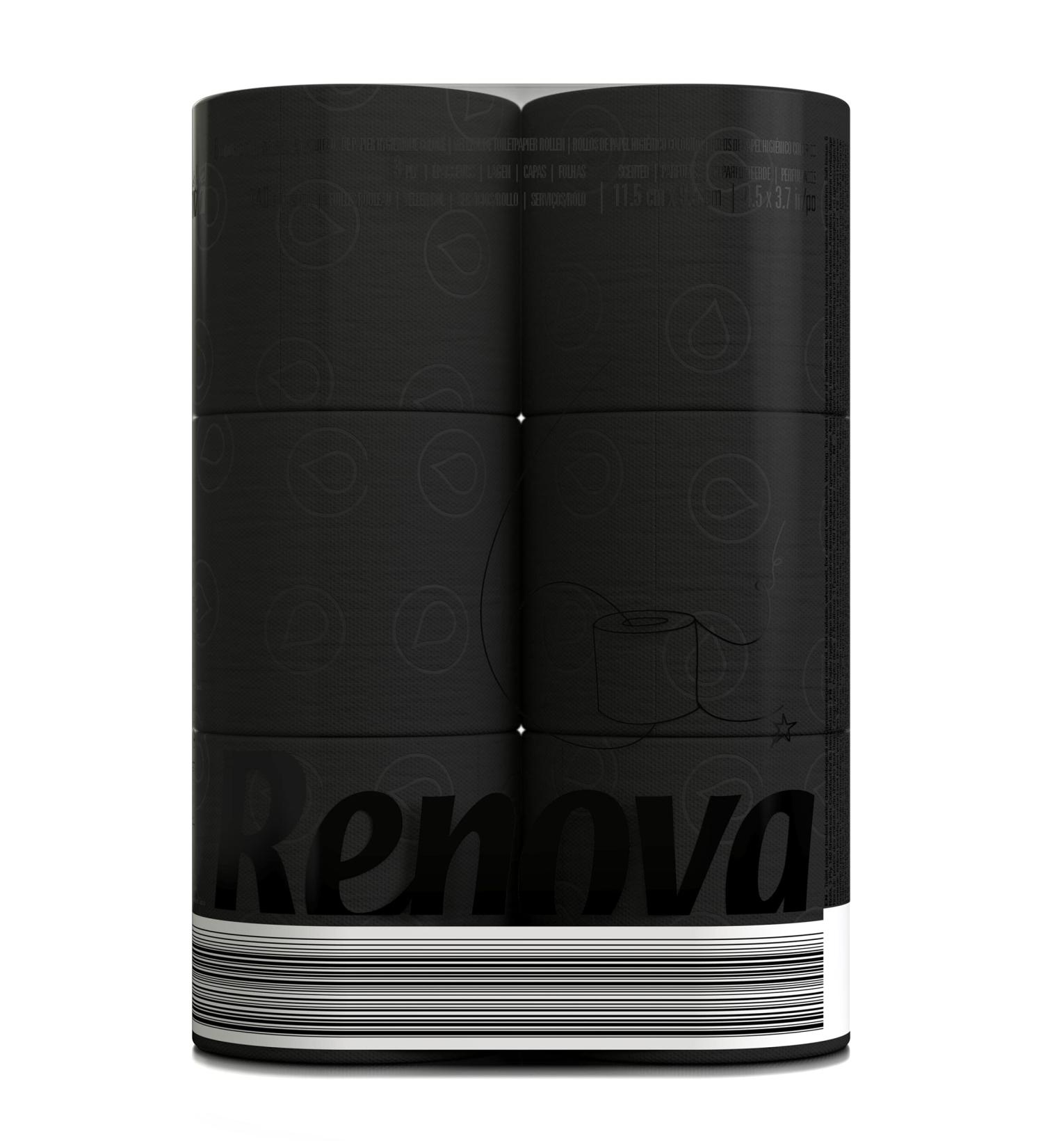 Renova Black Label Toilet Paper - Premium Black Toilet Tissue 6 Rolls (1 Pack) - Soft & Stylish for Your Bathroom - Buy Online on GoSupps.com