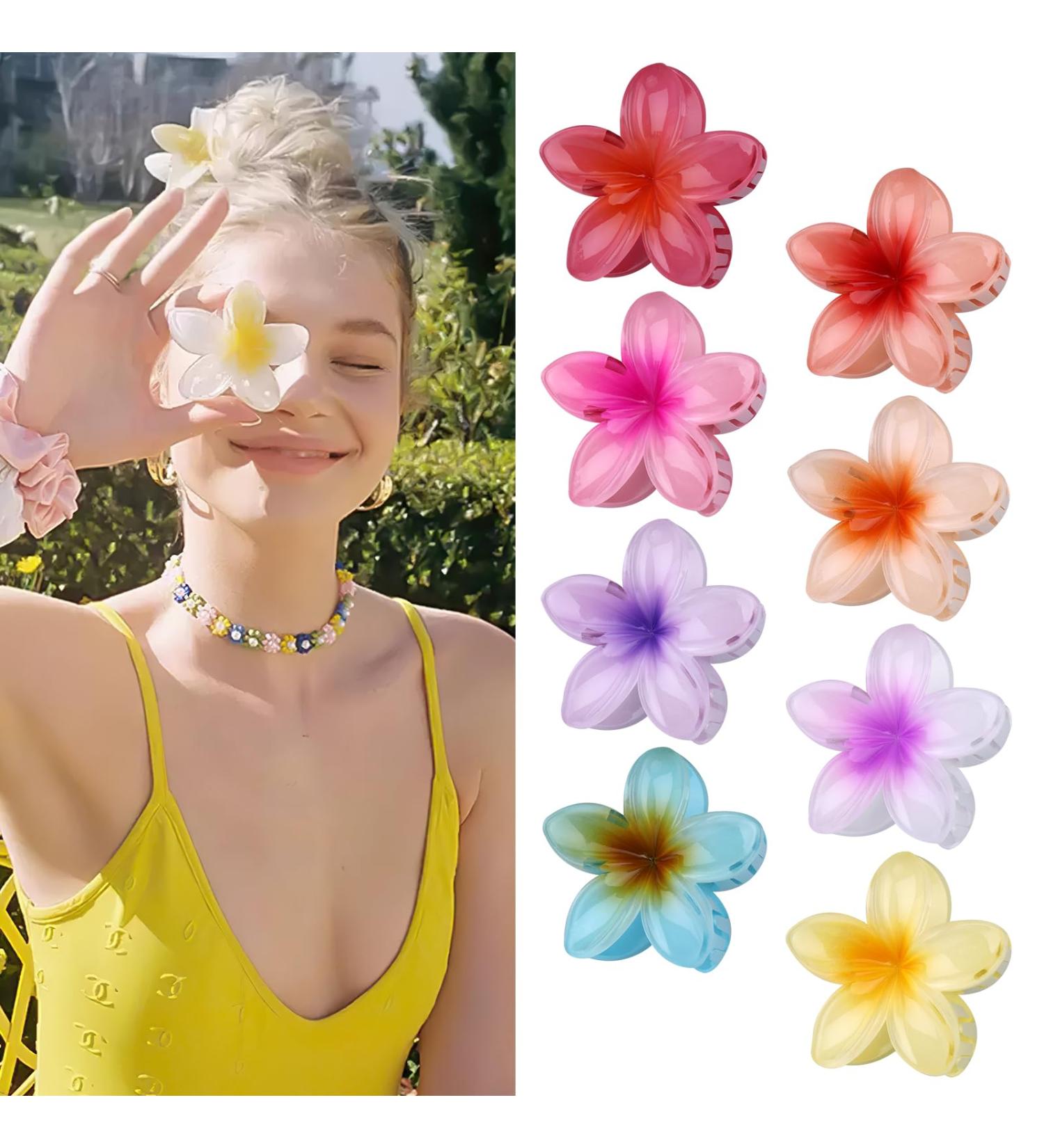 Huiguli Flowers Hair Clip Set - 8 Colorful Non-Slip Hair Accessories for Women | Perfect for Thick & Thin Hair - Buy Online on GoSupps.com