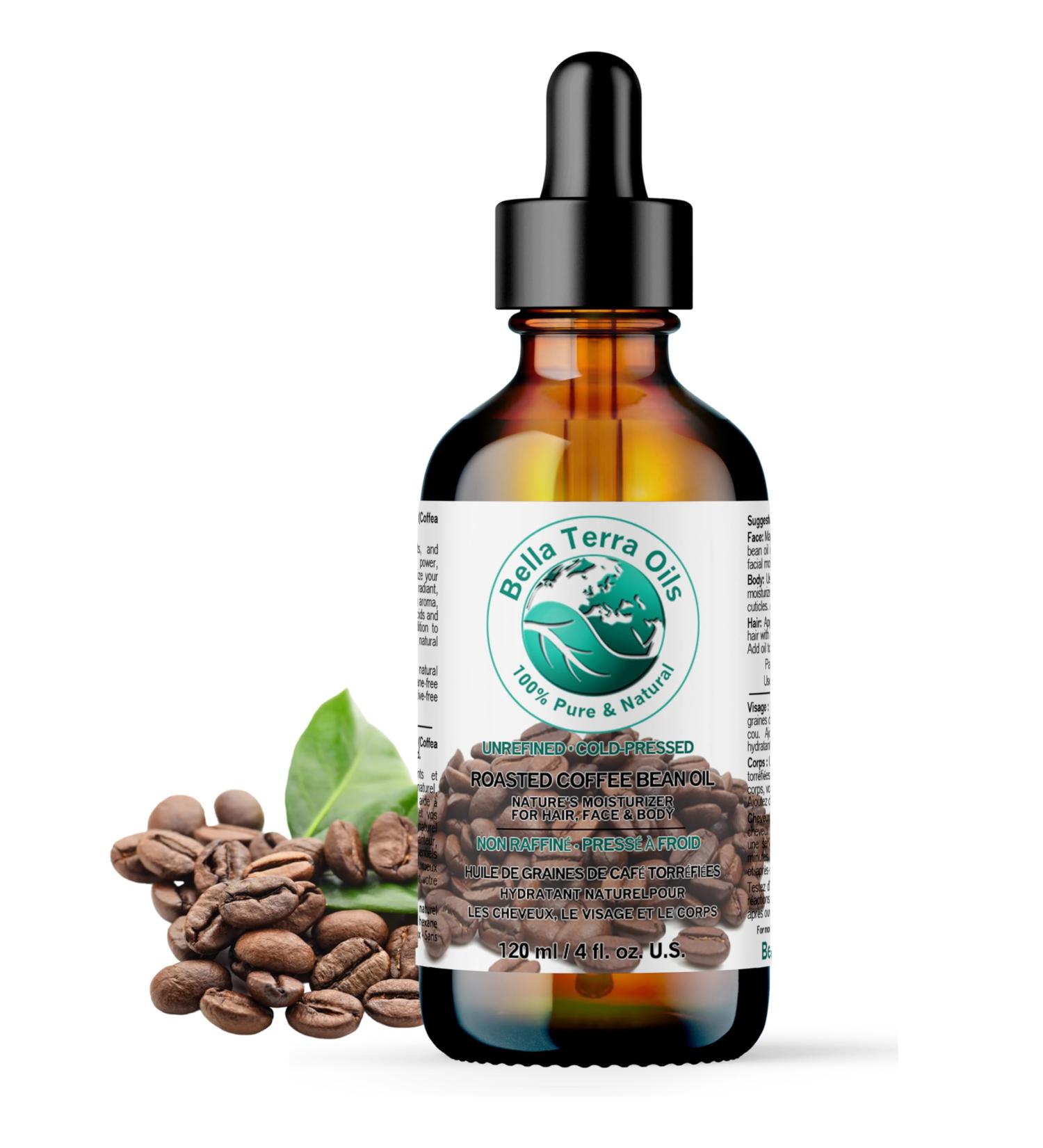 Coffee Bean Oil from Roasted Beans. 120 ml. 100% Pure. Carrier Oil. Cold-pressed. Unrefined. Organic. Single Ingredient. Rich in Antioxidants. Nourishes Under-Eye Skin. Natural Moisturizer for Face and Body. Bella Terra Oils. 120 ml (Pack of 1) - Buy Online on GoSupps.com