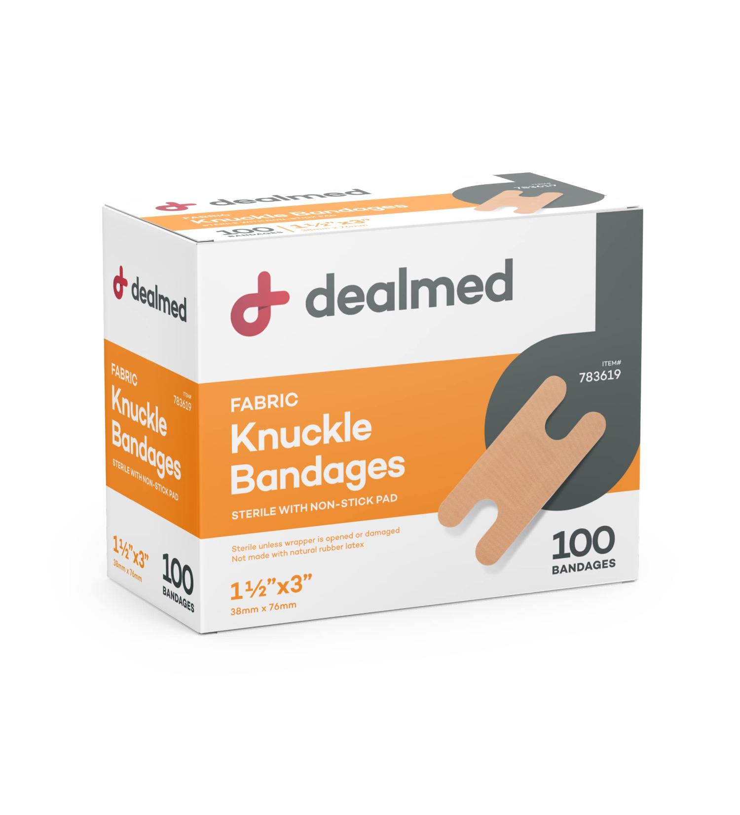Dealmed Fabric Knuckle Flexible Adhesive Bandages - 100 Count, Latex Free - 1 1/2 x 3 Inches - Non-Stick Pad - Wound Care for First Aid Kit - Buy Online on GoSupps.com