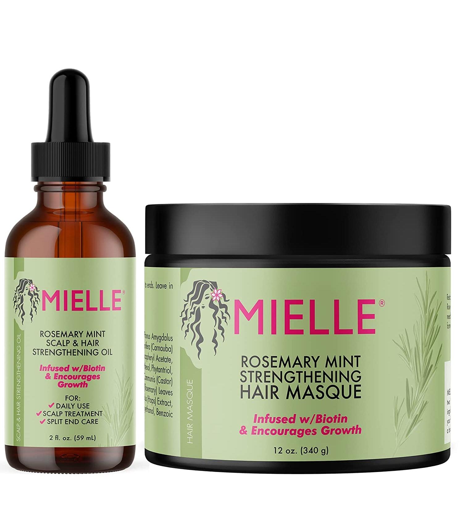 Mielle Organics Rosemary Mint Scalp & Hair Strengthening Oil + Strengthening Hair Masque Bundle - Buy Online on GoSupps.com