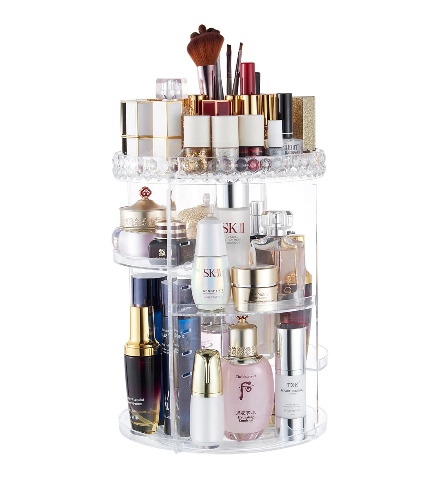360 Rotating Makeup Organizer - Acrylic Vanity Carousel for Cosmetic Storage - Buy Online on GoSupps.com