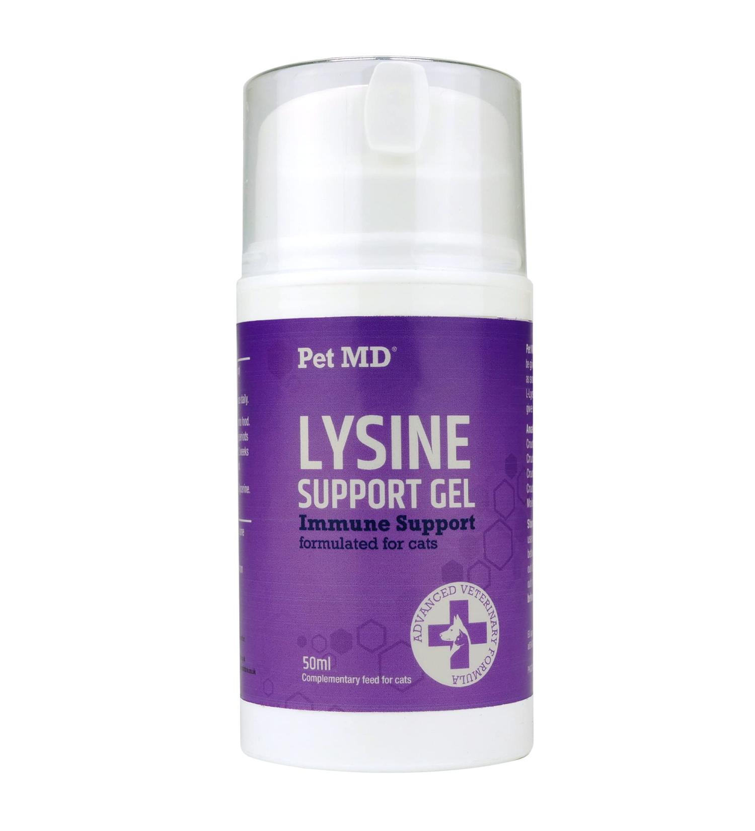 Pet MD Lysine Support Gel for Cats - Allergy & Immune Support - Salmon Flavour - 50mL - Buy Online on GoSupps.com