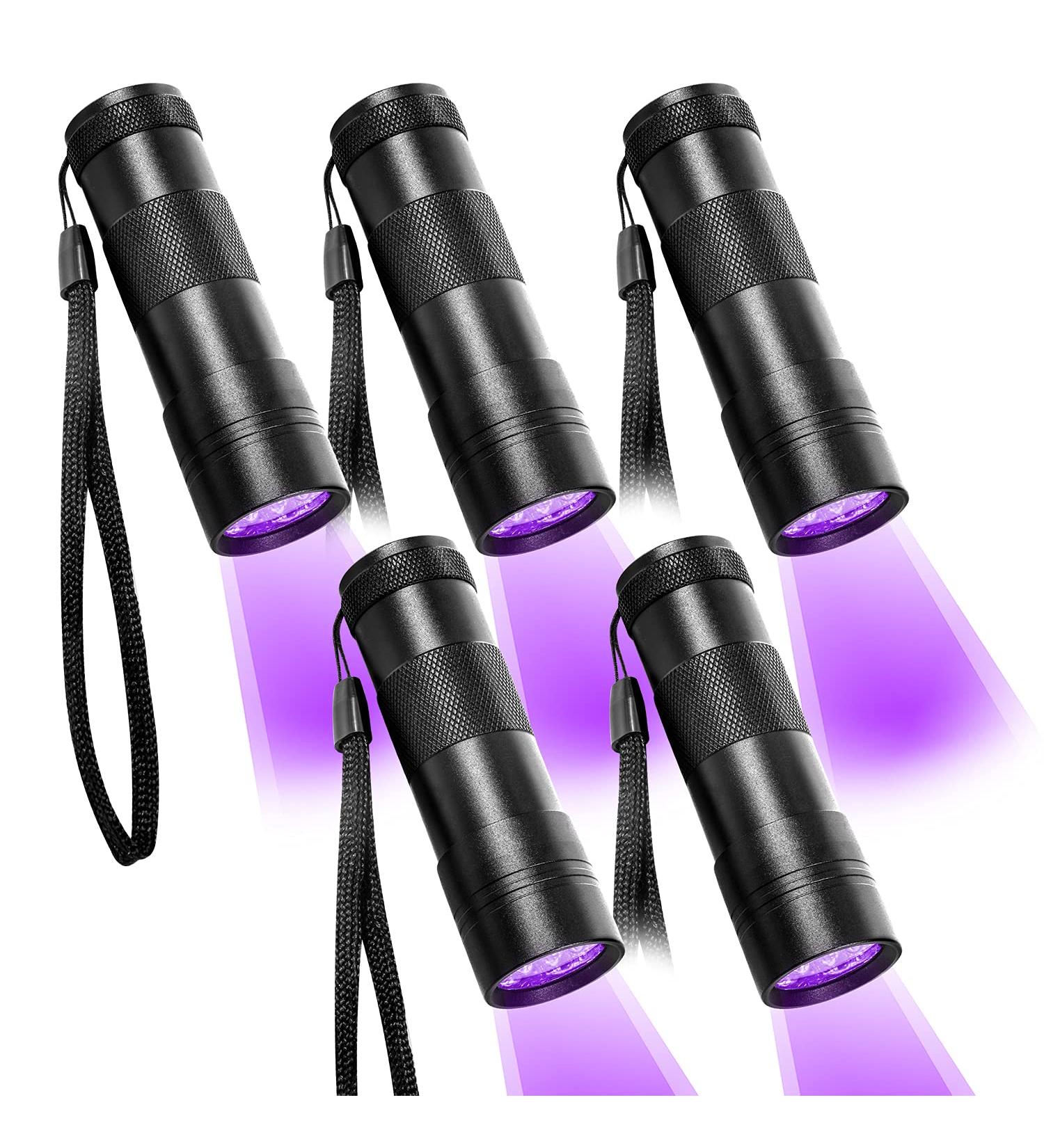 BeinHome UV Flashlight Black Light - 5 Pack UV Lamps with 12 LEDs 395nm Pet Urine Detector for Dog and Cat - Includes 15 AAA Batteries - Buy Online on GoSupps.com