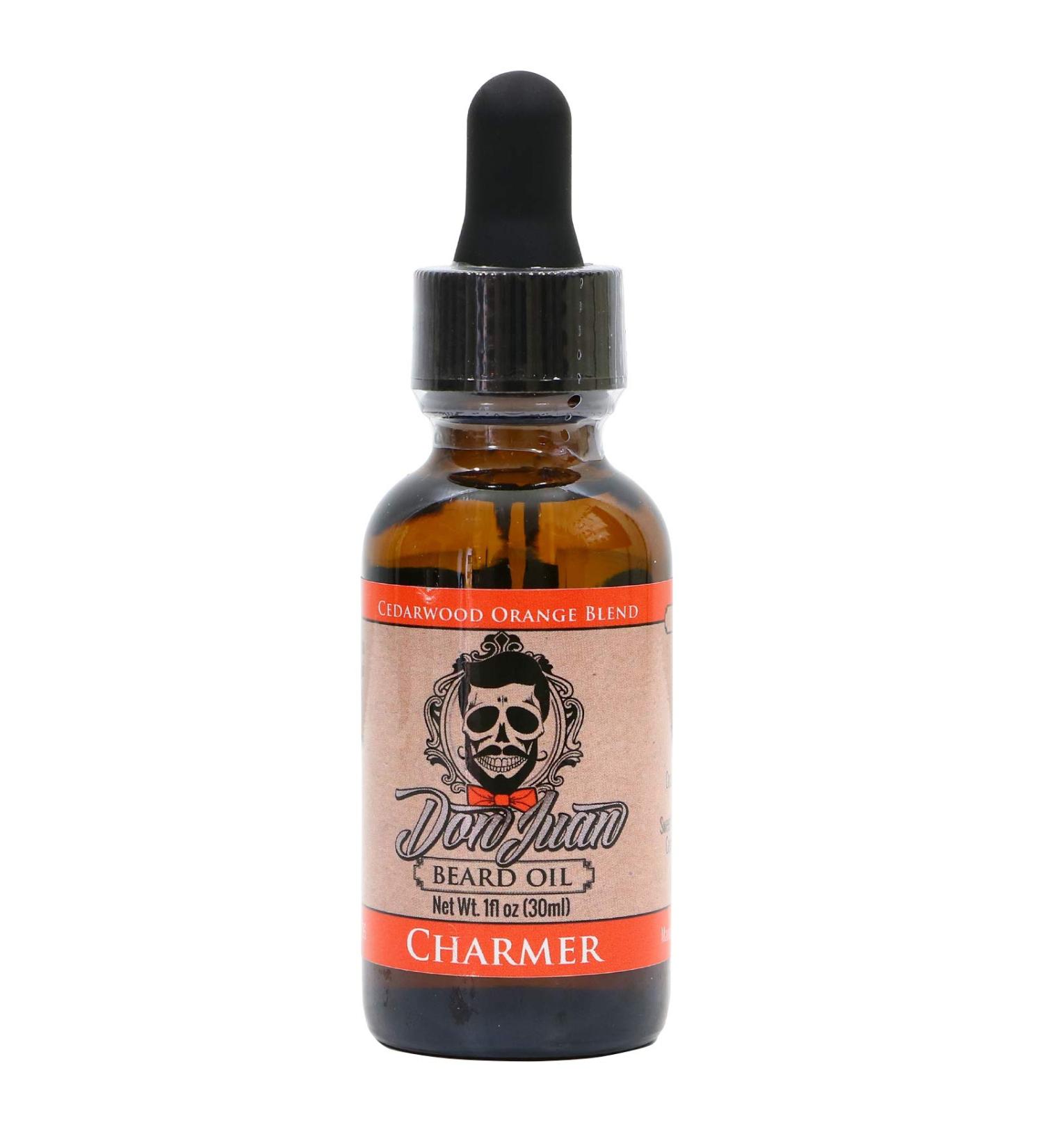 Don Juan Charmer Beard Oil & Conditioner - 100% Organic - Jojoba Argan Vitamin E - Cedarwood & Orange Scent - 1oz - Buy Online on GoSupps.com