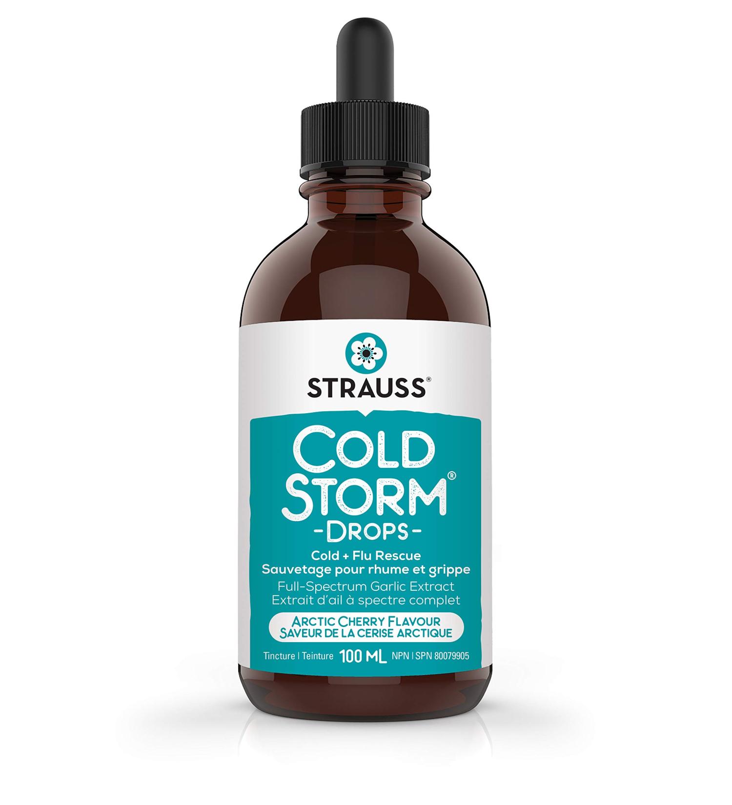 Strauss Naturals Coldstorm Drops Immune & Respiratory Systems Support Supplements with Arctic Cherry Flavor Natural Formula Gluten-Free Soy-Free and Non-GMO 100 ml - Buy Online on GoSupps.com