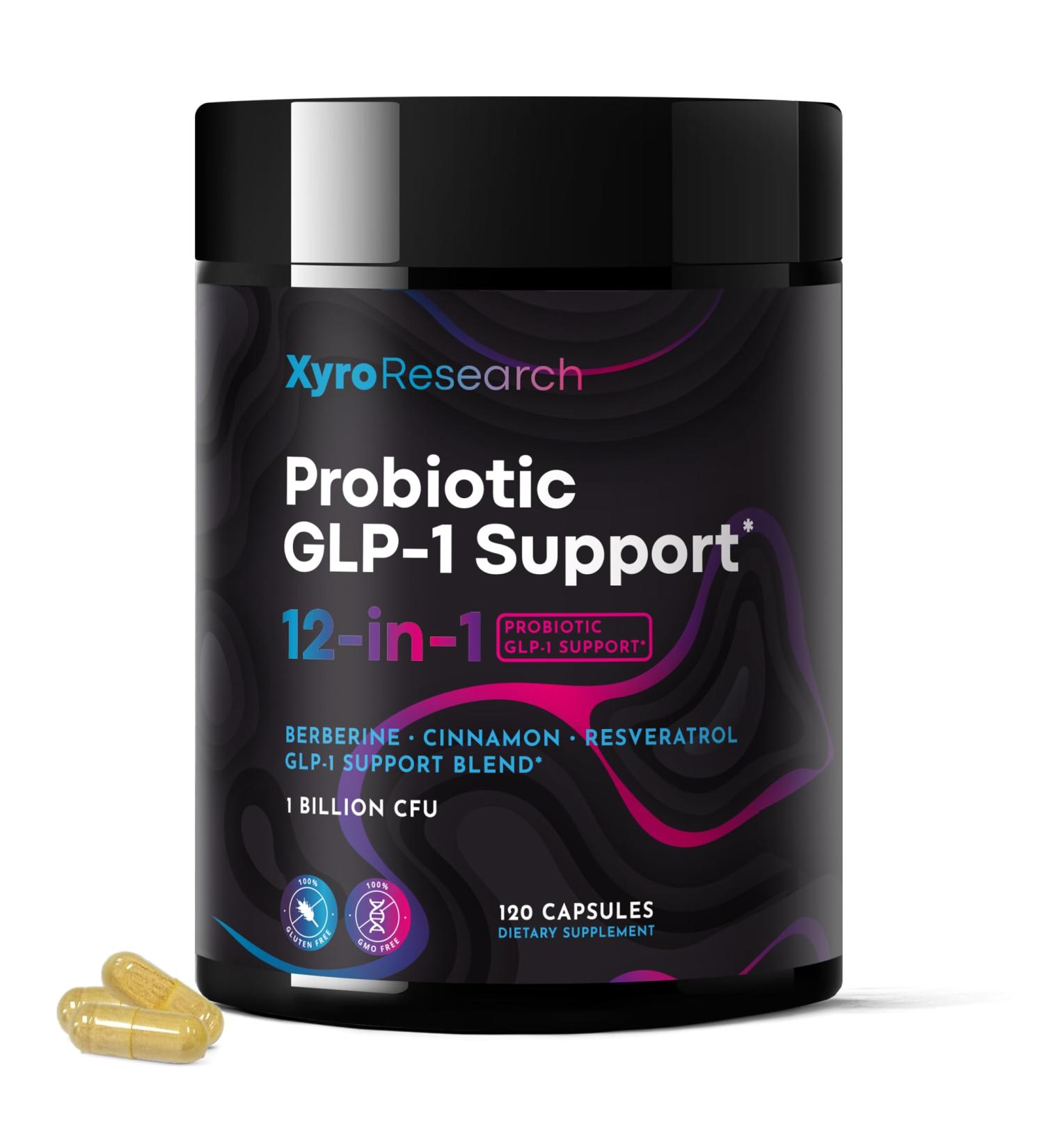 Xyro Research GLP-1 Support Probiotic Weight Loss Supplement - GLP1 Support for Women Men with Berberine - Natural Daily Oral GLP 1 Support Fat Burn Healthy Metabolism Gut Health - Vegan Gluten Free - Buy Online on GoSupps.com