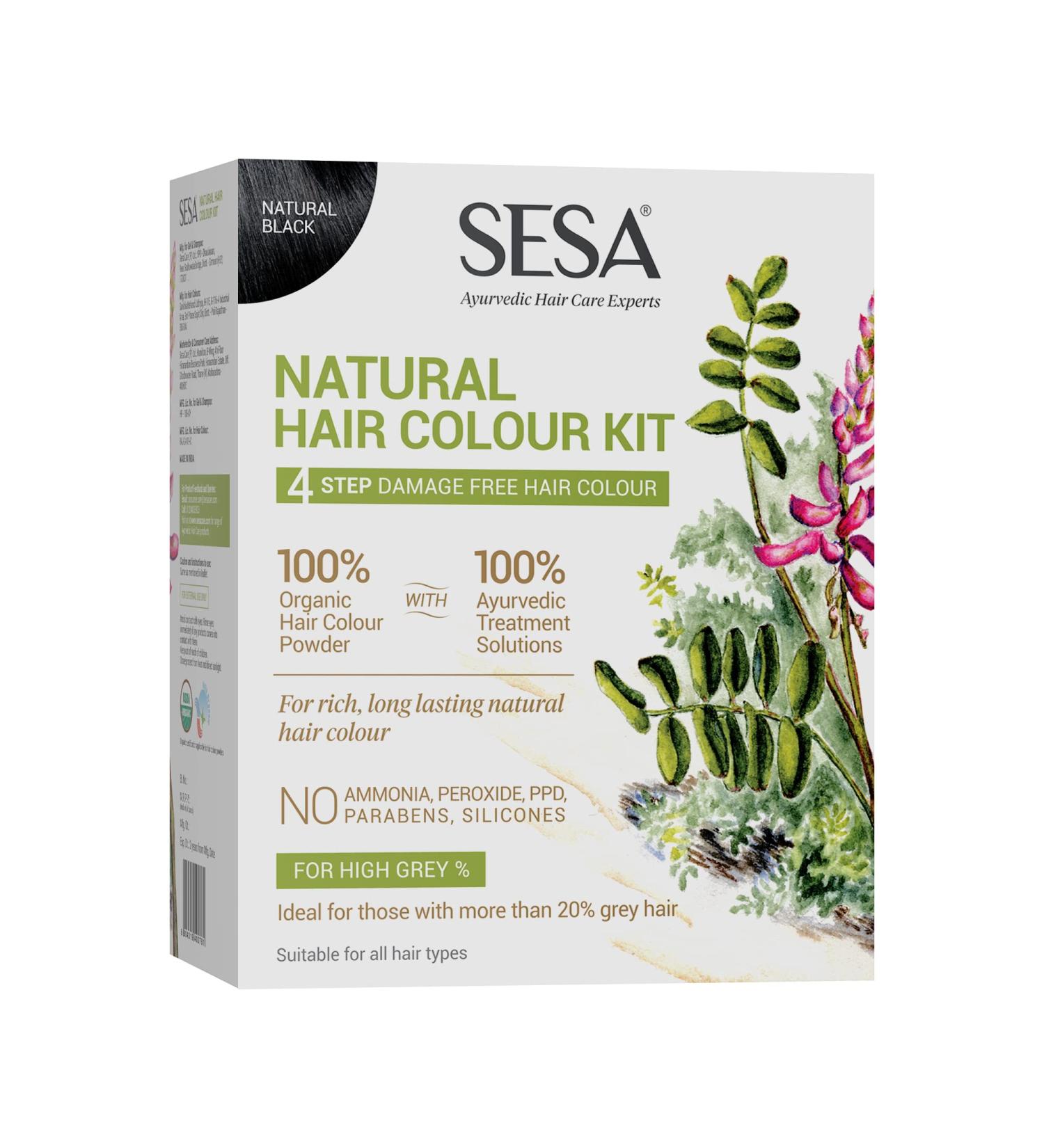 sesa Kit de coloration naturelle en 4 tapes - Pour% GRIS LEV - 100% biologique et ayurv dique - SANS ammoniaque PPD peroxyde 200 g + 40 ml - Buy Online on GoSupps.com