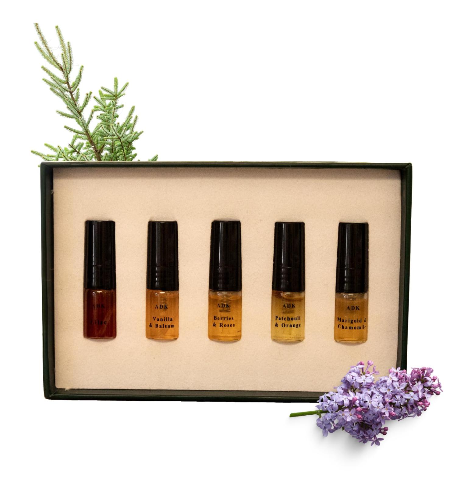 ADK Botanical Perfume Spray Discovery Set Included Lilac Patchouli & Orange Marigold & Chamomile Berries & Roses Vanilla & Balsam - Natural Hypoallergenic & Clean Perfume for Women & Men - Buy Online on GoSupps.com