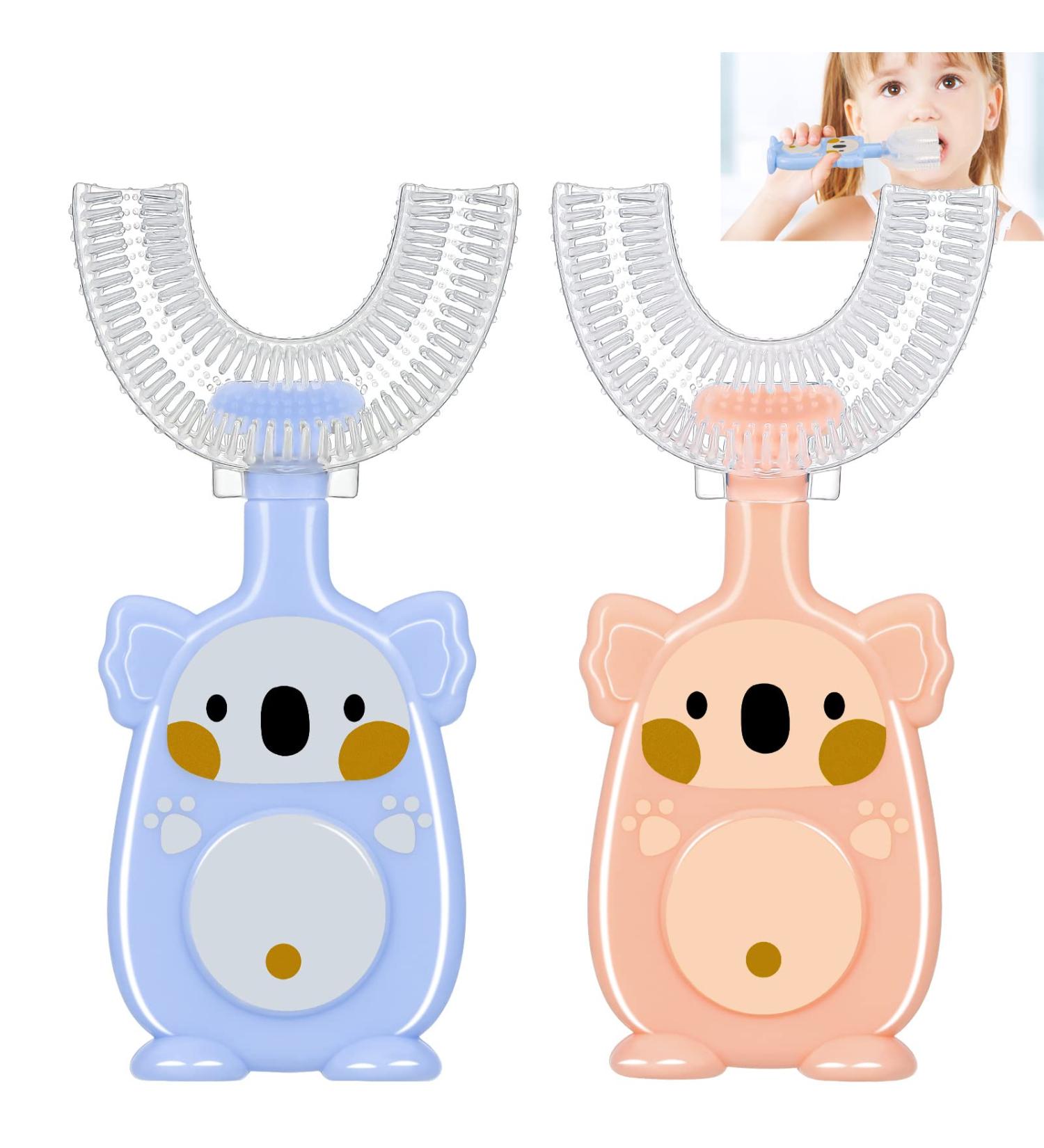 Fanshionide 360 Silicone Children's Toothbrush Set - 2 Pack for Ages 2-6 | Gentle Gum Massage & Full Mouth Clean - Buy Online on GoSupps.com