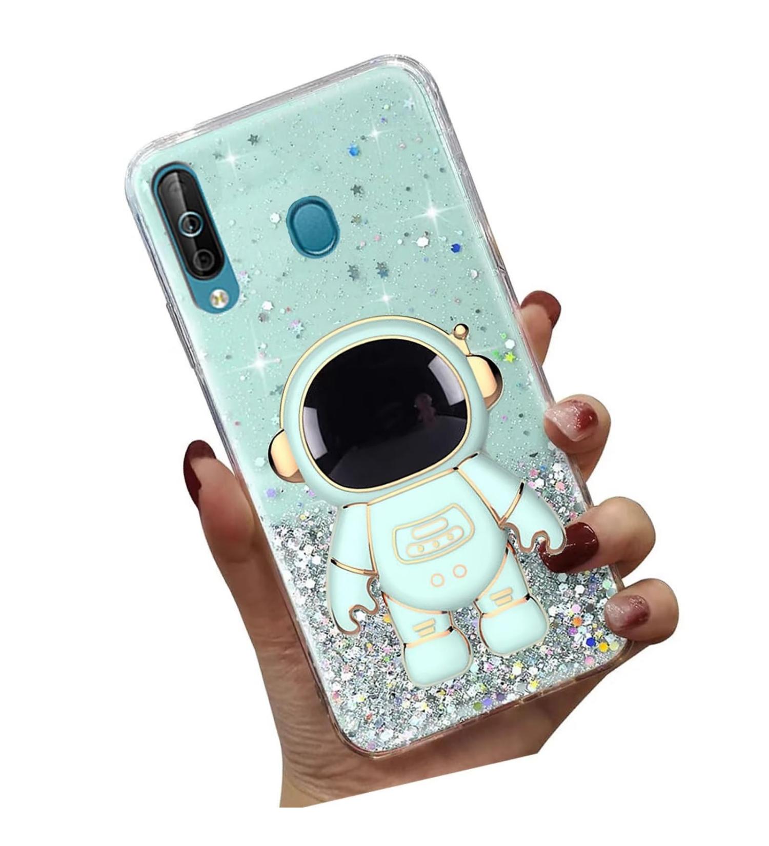 Shop Tivenfezk Nadoli Galaxy A40 Astronaut Hidden Stand Shell - Glitter Soft Silicone Cover - Green Bling Protective Case - Buy Online on GoSupps.com