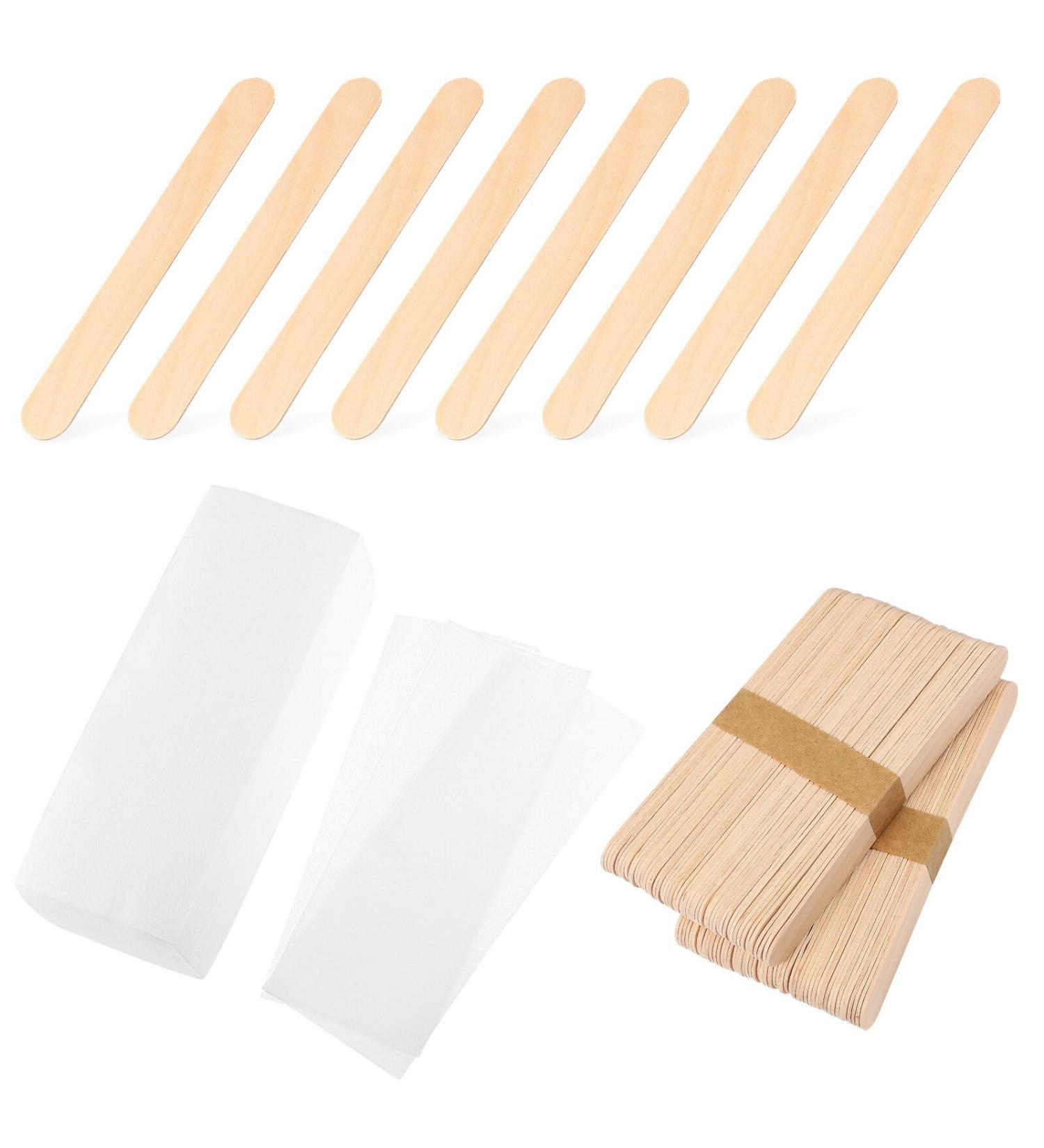 Hohopeti Bandes et B tonnets de Cire pour pilation Corps Visage Kit 100 Bandes 100 B tonnets en Bois pilation Douce Usage Domestique et Professionnel - Buy Online on GoSupps.com