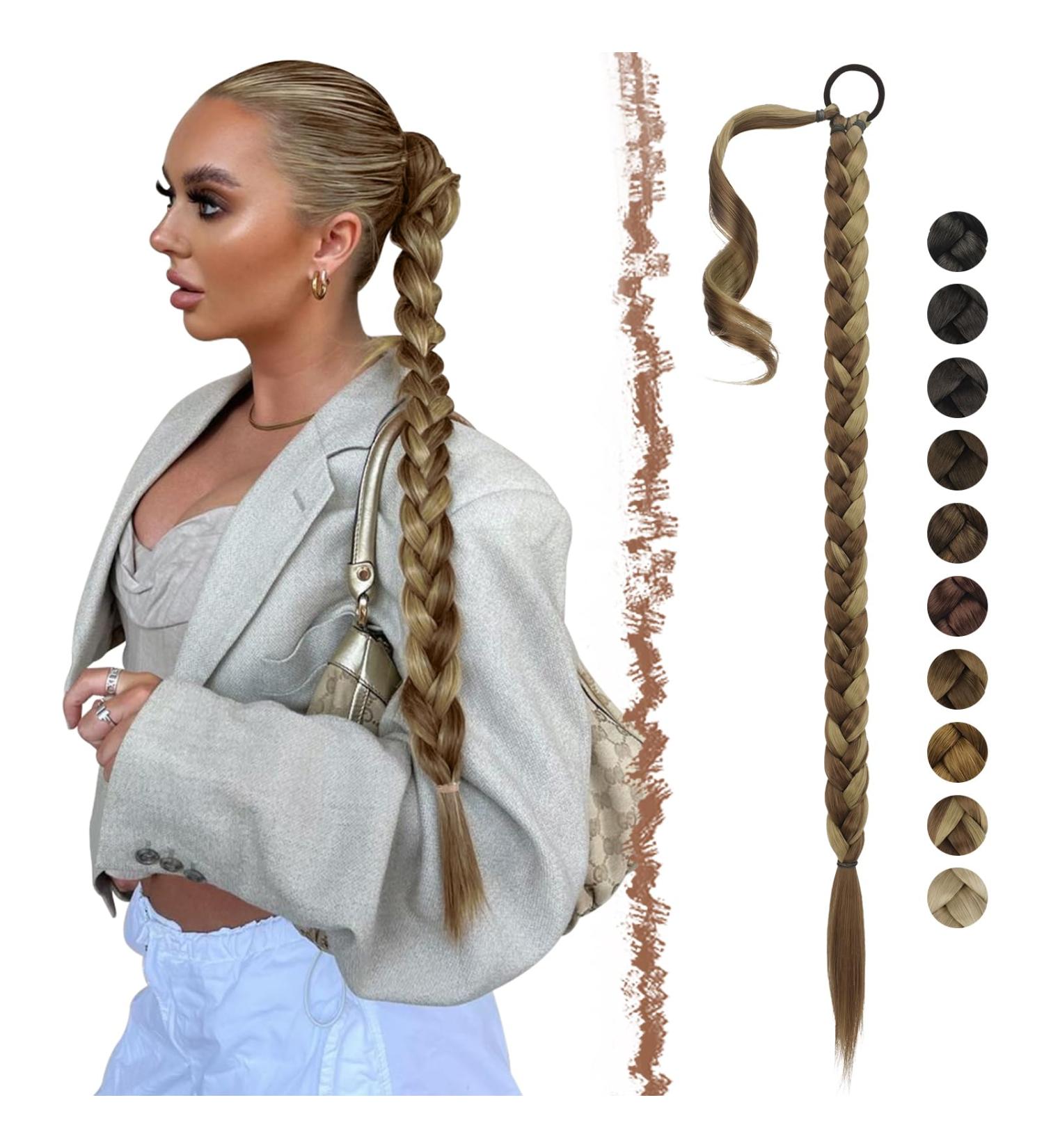 Fine Braid Ponytail Extensions - 65cm Red-Brown Ash Blonde Hair Tie for Women | Shop Now! - Buy Online on GoSupps.com