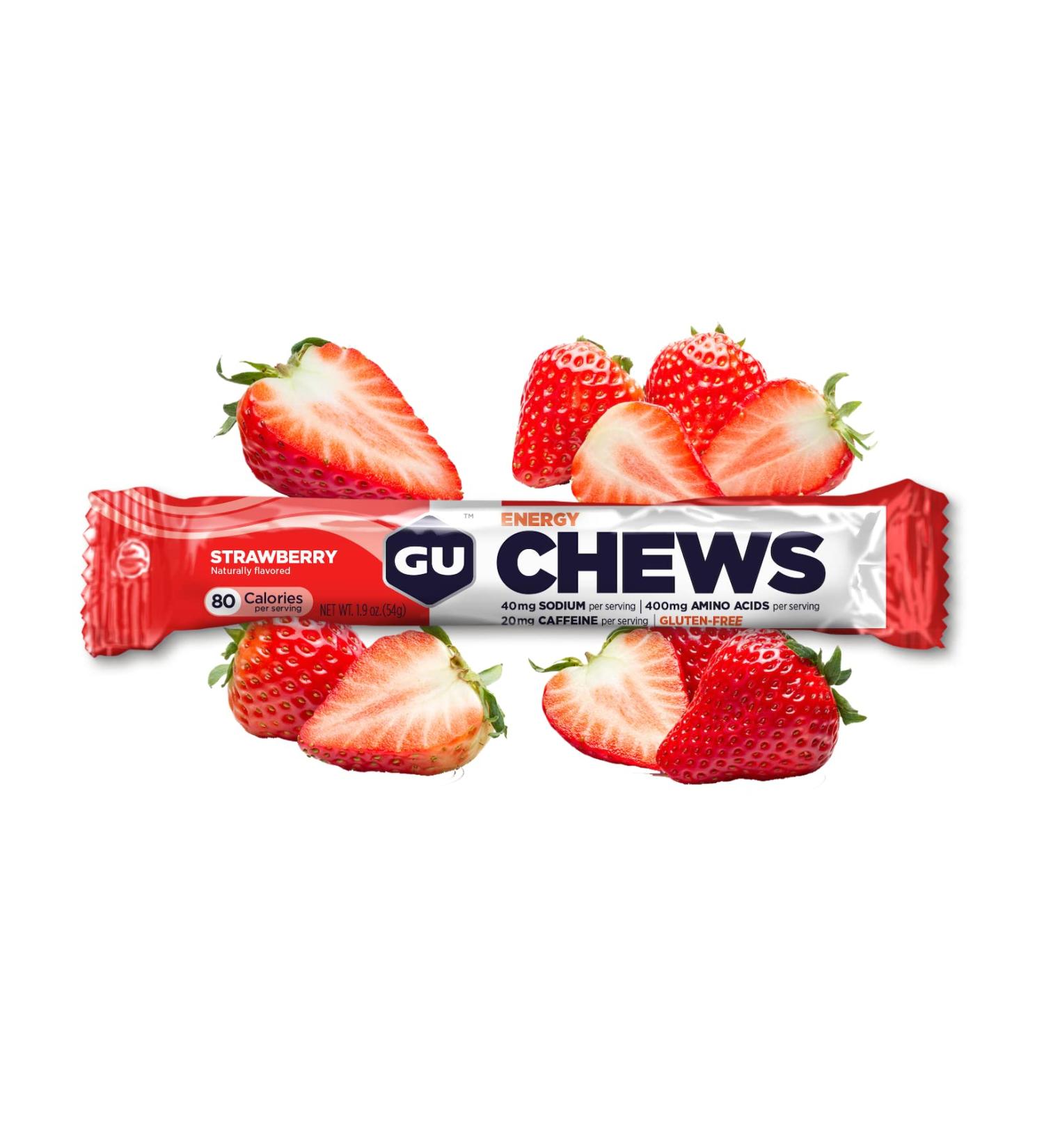 GU Energy Chews Strawberry Electrolyte Gummies - 144 Pack - Buy Online on GoSupps.com
