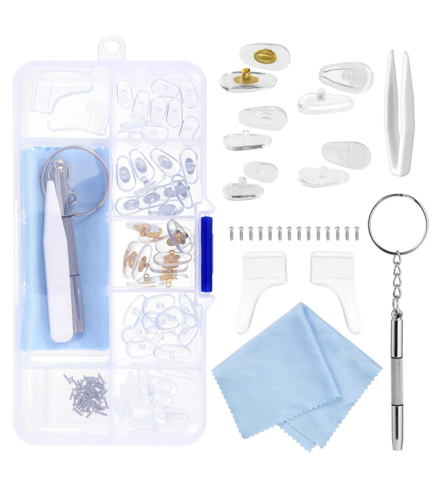 Jsrqt Nose Pads Glasses Repair Set - 25 Pairs Soft Silicone Nose Pads with Screws Tweezers & Cleaning Tools for Ultimate Comfort & Protection - Buy Online on GoSupps.com