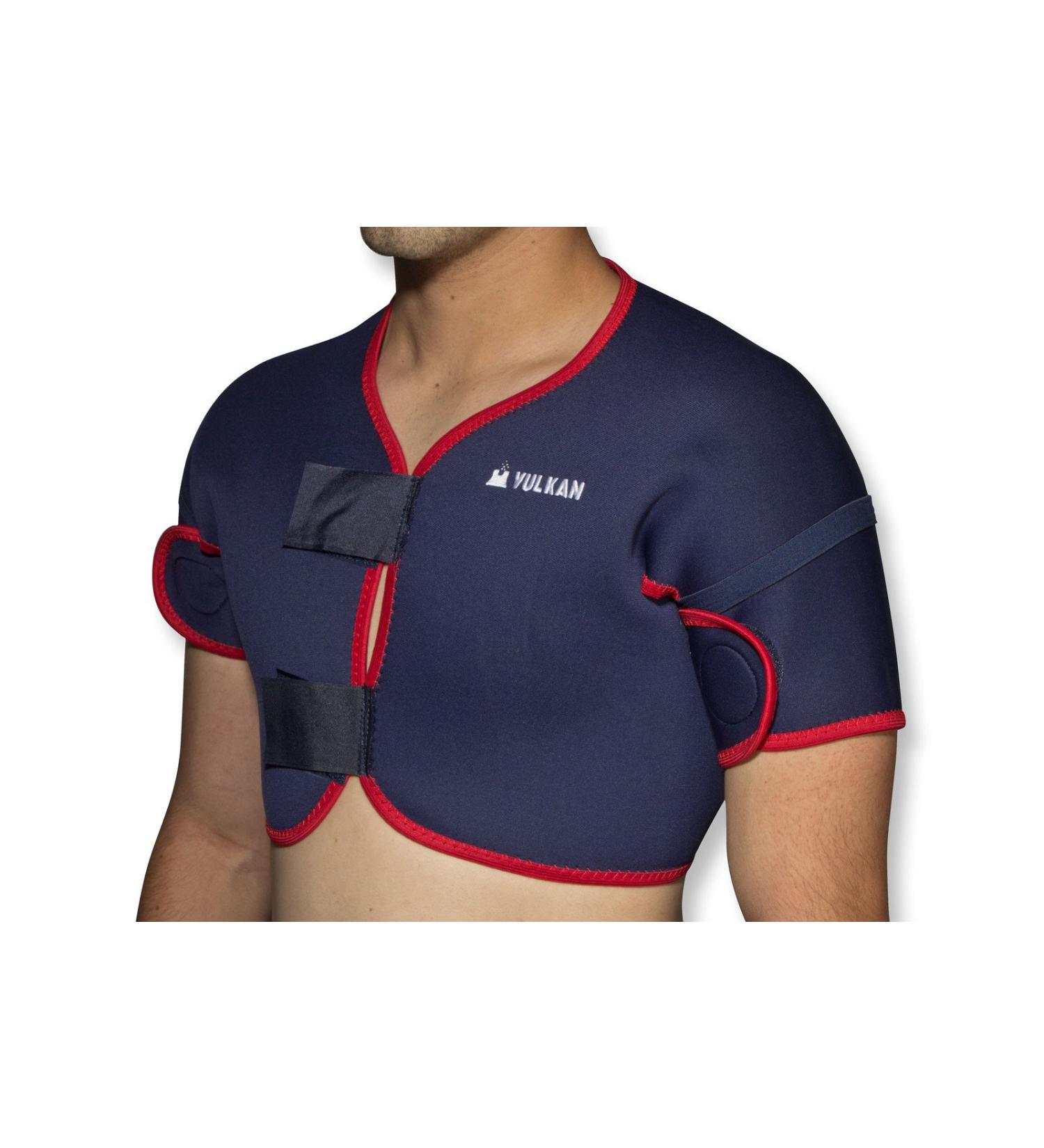 Vulkan Classic Full Shoulder Support Large Old Style For Tendonitis Bursitis & Other Shoulder Injuries Covers Both Shoulders Compression & Warmth Protection for Rehabilitation & Recovery Large Old Style (navy)