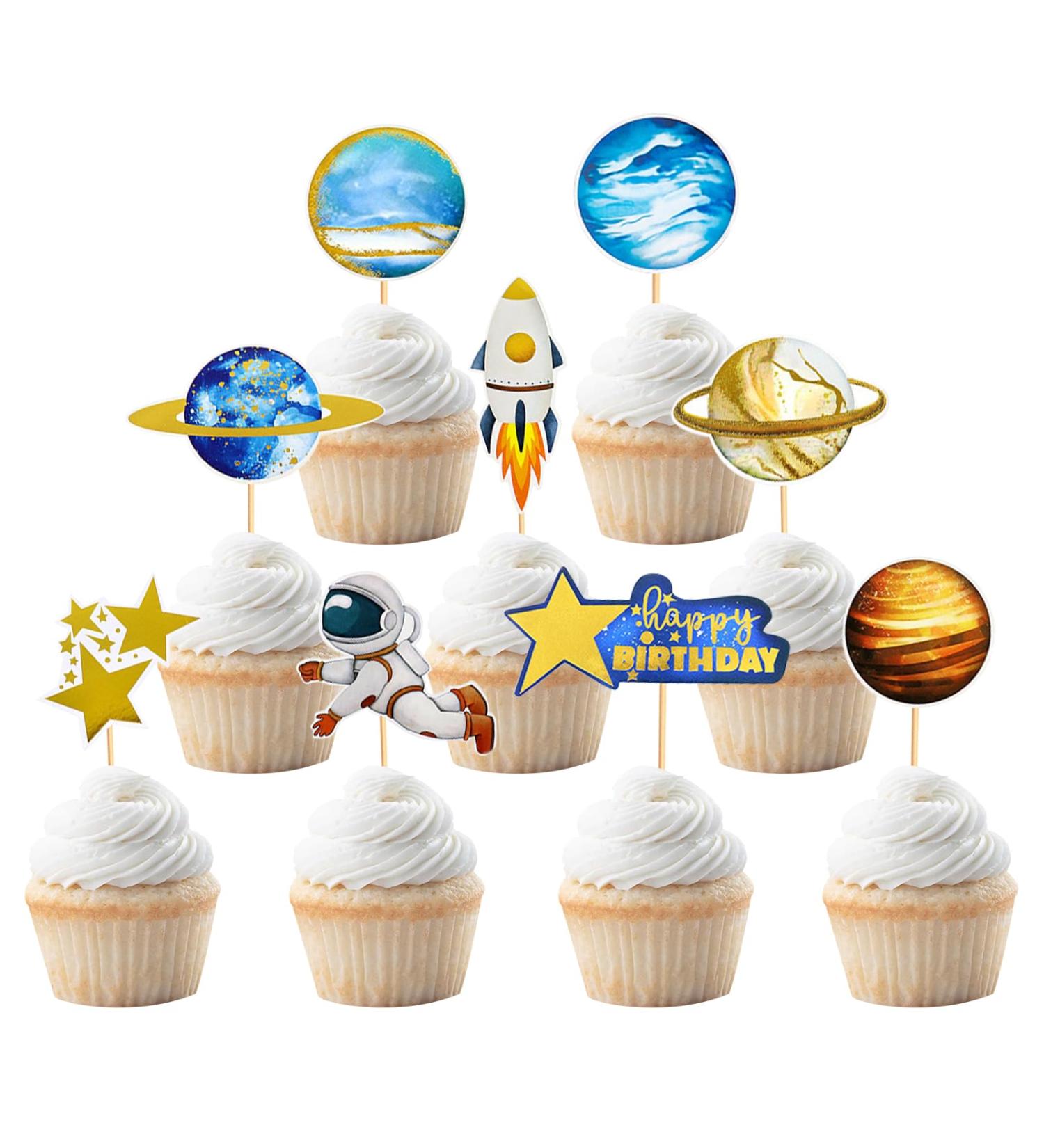 NICENEEDED 36 Pcs Space Astronaut Cupcake Toppers Rocket Planet Trip to the Moon Cupcake Picks Out of Space Food Picks with Sticks Outer Space Themed Party Cake Decorations Supplies - Buy Online on GoSupps.com