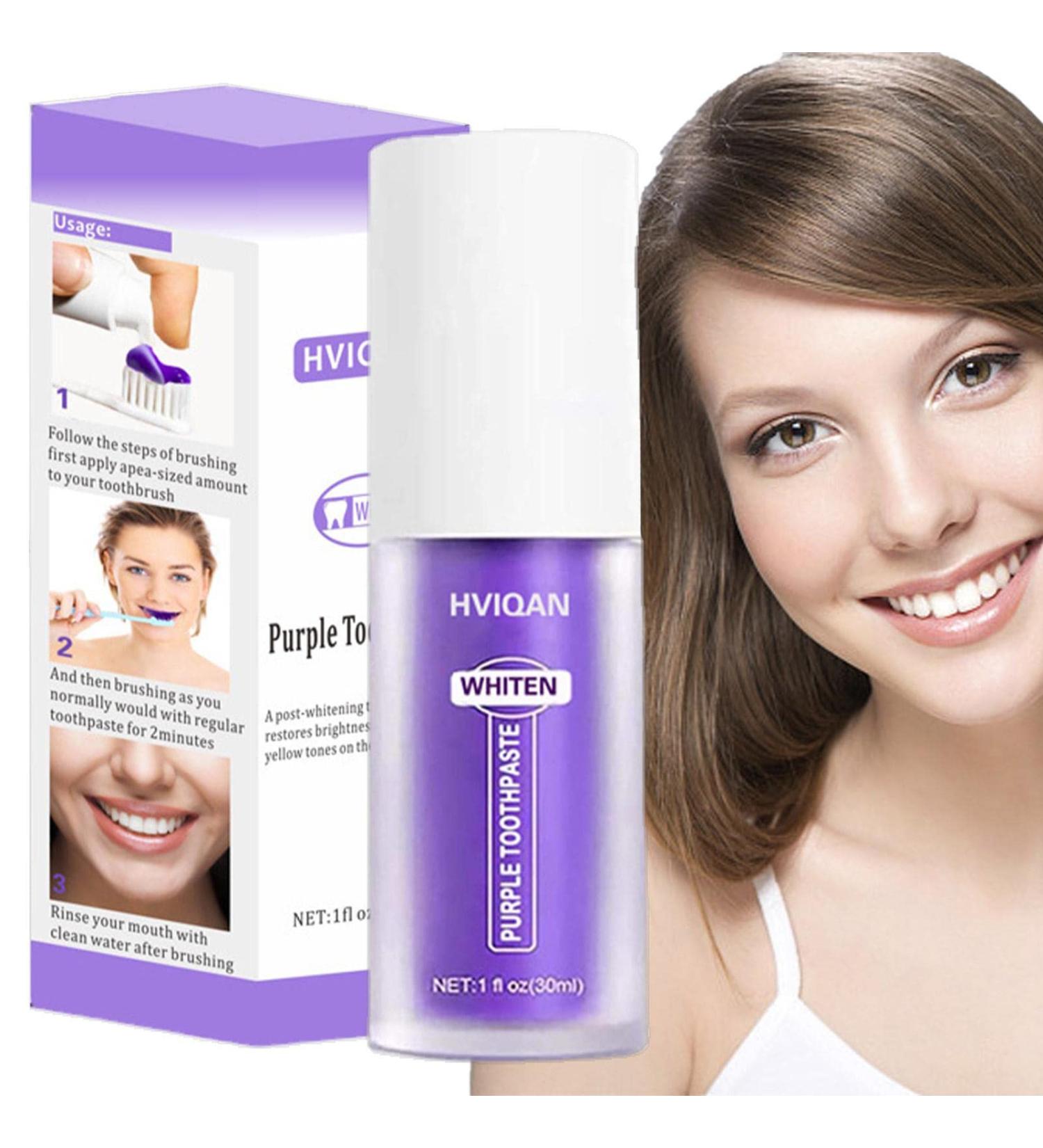Lila Tooth Whitening Toothpaste - Purple Color Corrector & Stain Remover - Brightening Formula for Yellow Teeth | 30ml - Buy Online on GoSupps.com