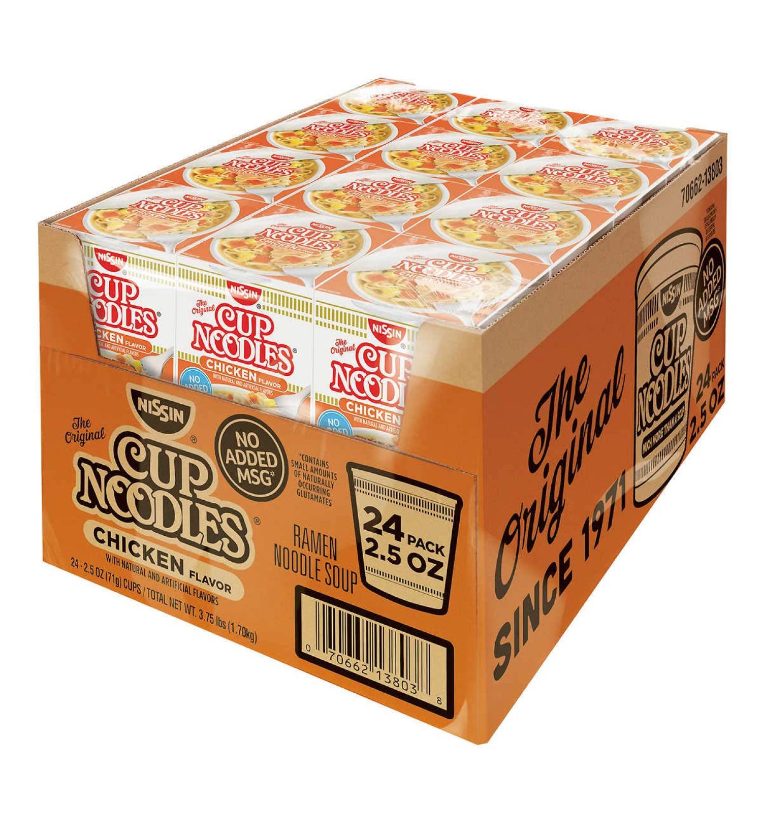 Nissin Cup Noodles Ramen Noodle Soup, Chicken Flavor 2.25 Ounce (Pack of 30) Chicken 2.25 Ounce (Pack of 30)