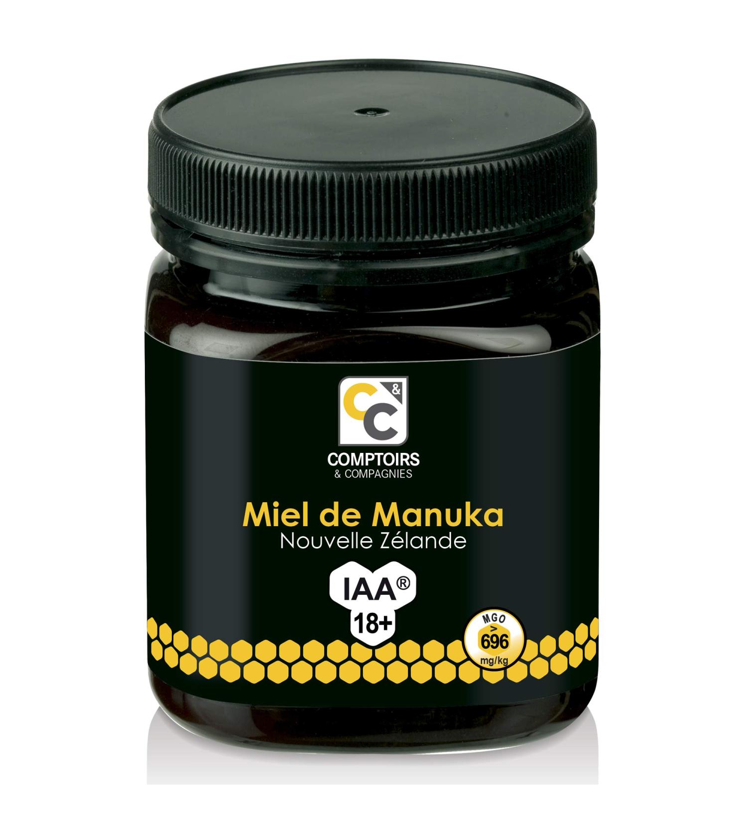 COMPTOIRS ET COMPAGNIES - Miel de Manuka Actif - IAA18+ (MGO696+) - Origine Nouvelle Z lande - 250g Unique