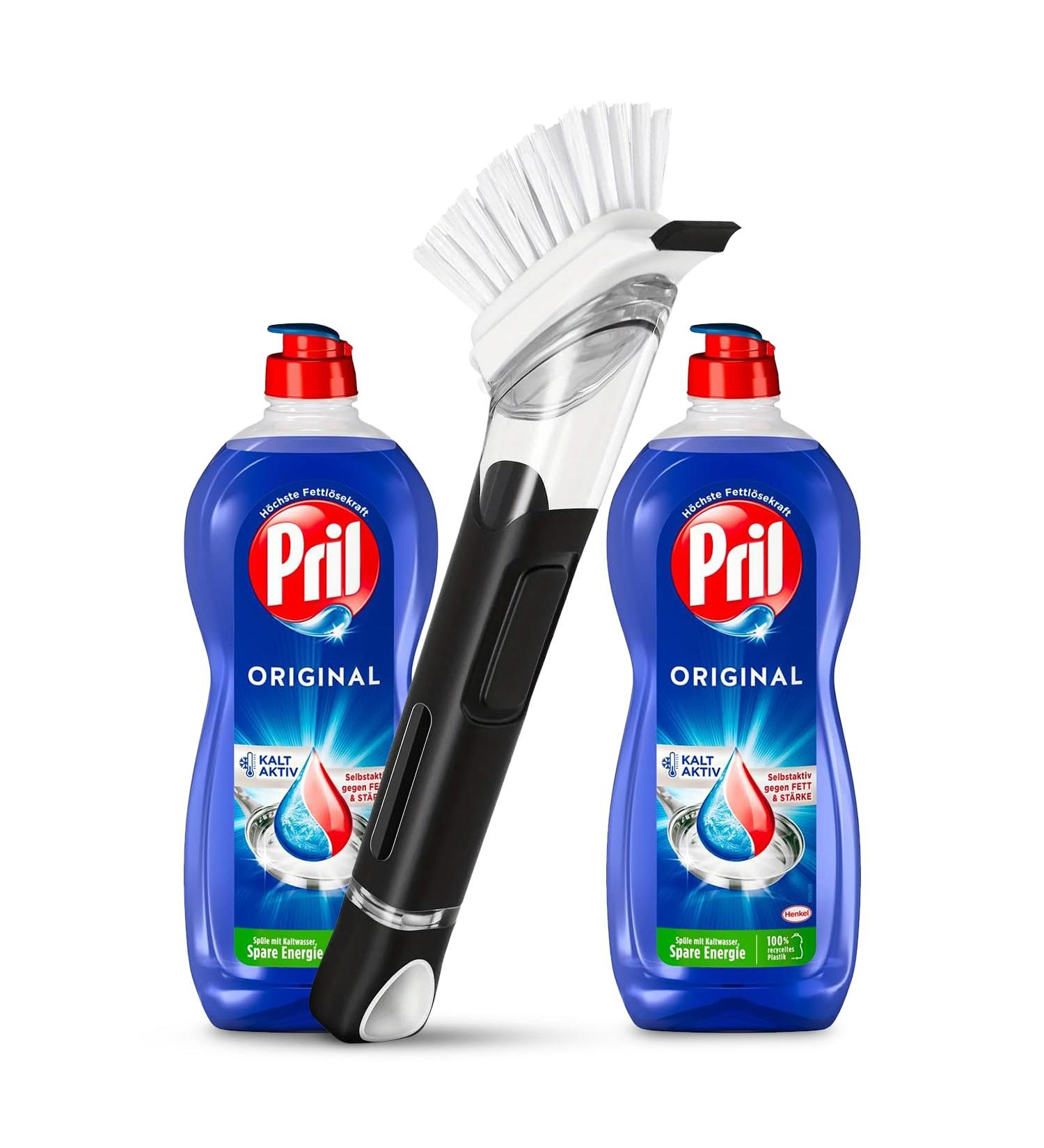 Riner Practical Set: Refillable Cleaning Brush & High-Fat Residual Dishwashing Detergent (2x 675 ml) - Eco-Friendly International Shipping - Buy Online on GoSupps.com