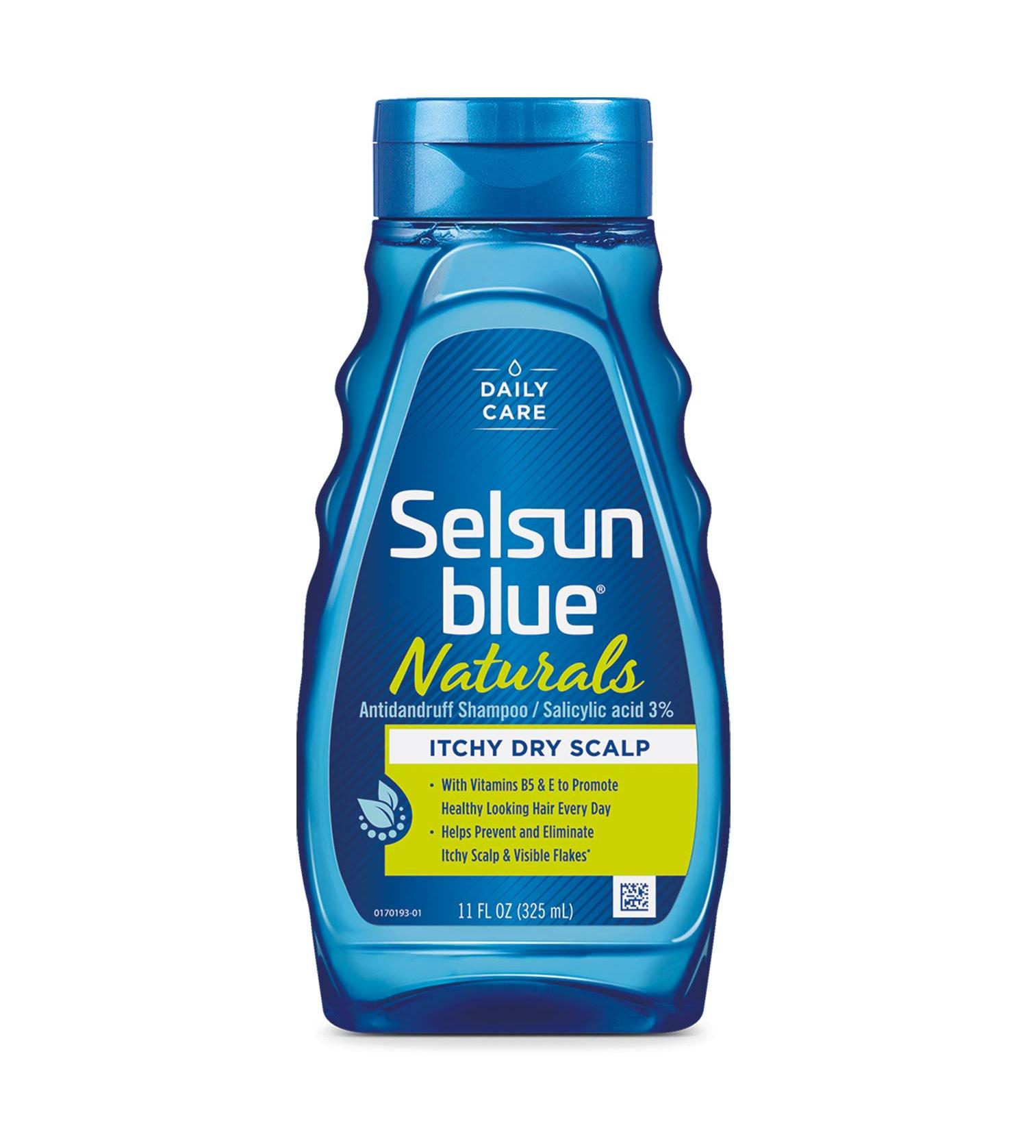 Selsun Blue Naturals Itchy Dry Scalp Anti-Dandruff Shampoo 11 fl. oz. | Extra-Hydrating Formula with Vitamins B5 & E | Salicylic Acid 3% - Buy Online on GoSupps.com