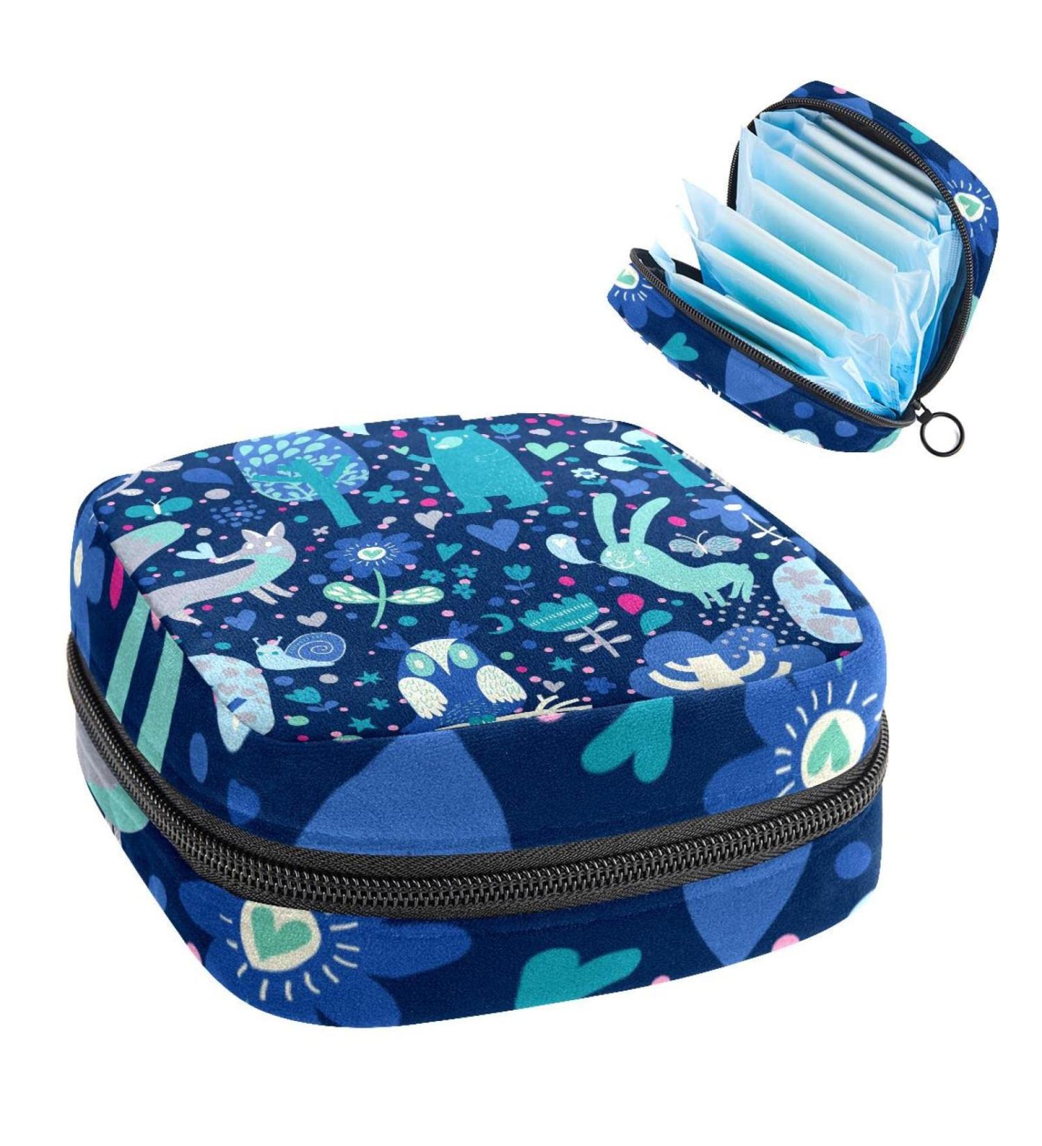 Fox Flower Owl Sanitary Napkin Storage Bag | Portable Period Pouch for Women and Teen Girls | Multi-colored Design | 1Pcs - Buy Online on GoSupps.com