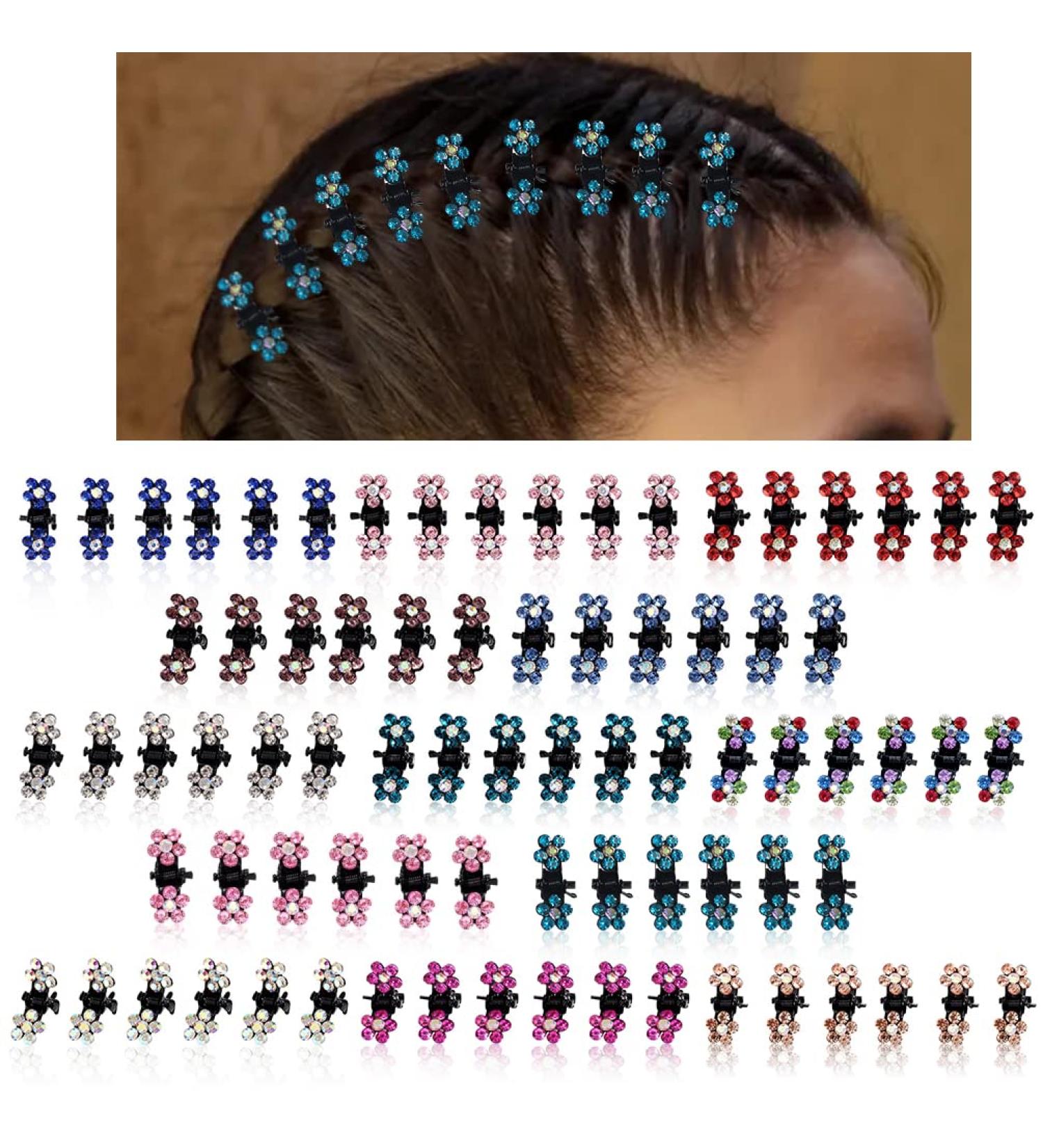 Mini Flower Hair Claw Clips Set - 78 Pcs Non Slip Rhinestone Clips for Girls & Kids (Colorful) - Buy Online on GoSupps.com