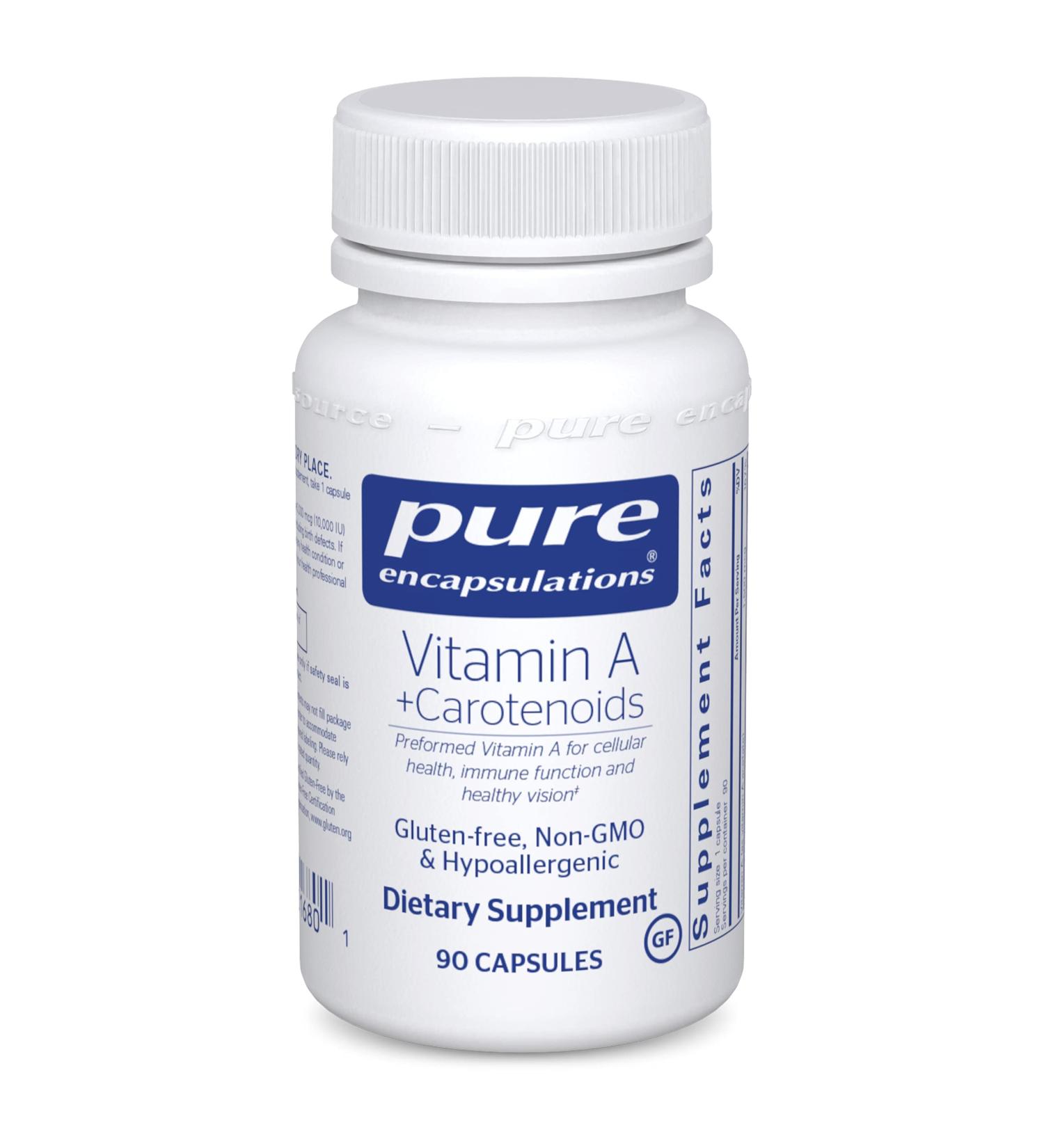 Pure Encapsulations Vitamin A + Carotenoids - 90 Capsules - Hypoallergenic Dietary Supplement - Buy Online on GoSupps.com