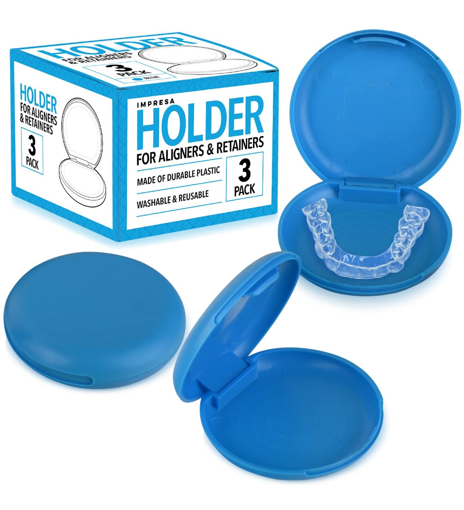 3 Pack Slim Pocket-Sized Invisalign Retainer Cases - Secure Close, Easy Open - Travel-Friendly Holder Set - Buy Online on GoSupps.com