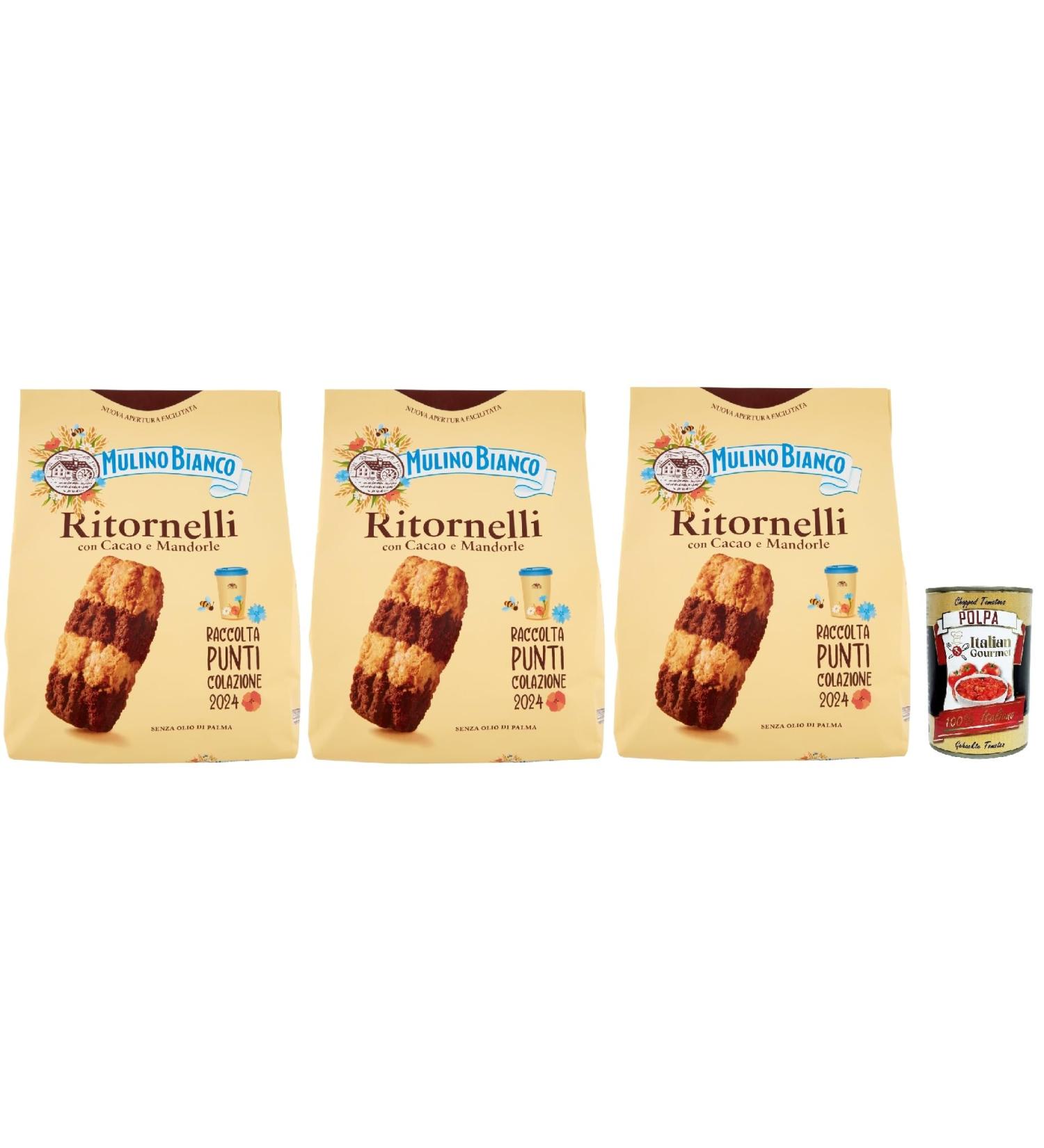 Mulino Bianco Ritornelli Biscuits with Cocoa and Almonds biscuits au cocoa et amandes delicious petit d jeuner sans huile de palme 3 x 700 g + Italian Gourmet pulp 400 g - Buy Online on GoSupps.com