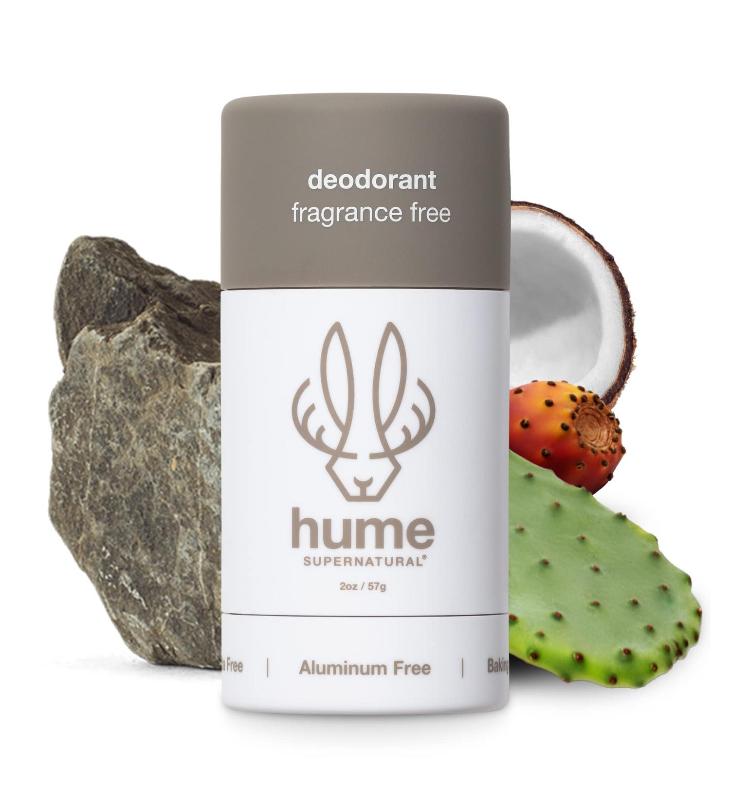 Hume Supernatural Natural Deodorant for Women & Men | Aluminum Free with Probiotic & Plant Based Ingredients | Aloe & Cactus Flower | Anti Sweat & Odor Protection | Fragrance Free - 1 Pack - Buy Online on GoSupps.com