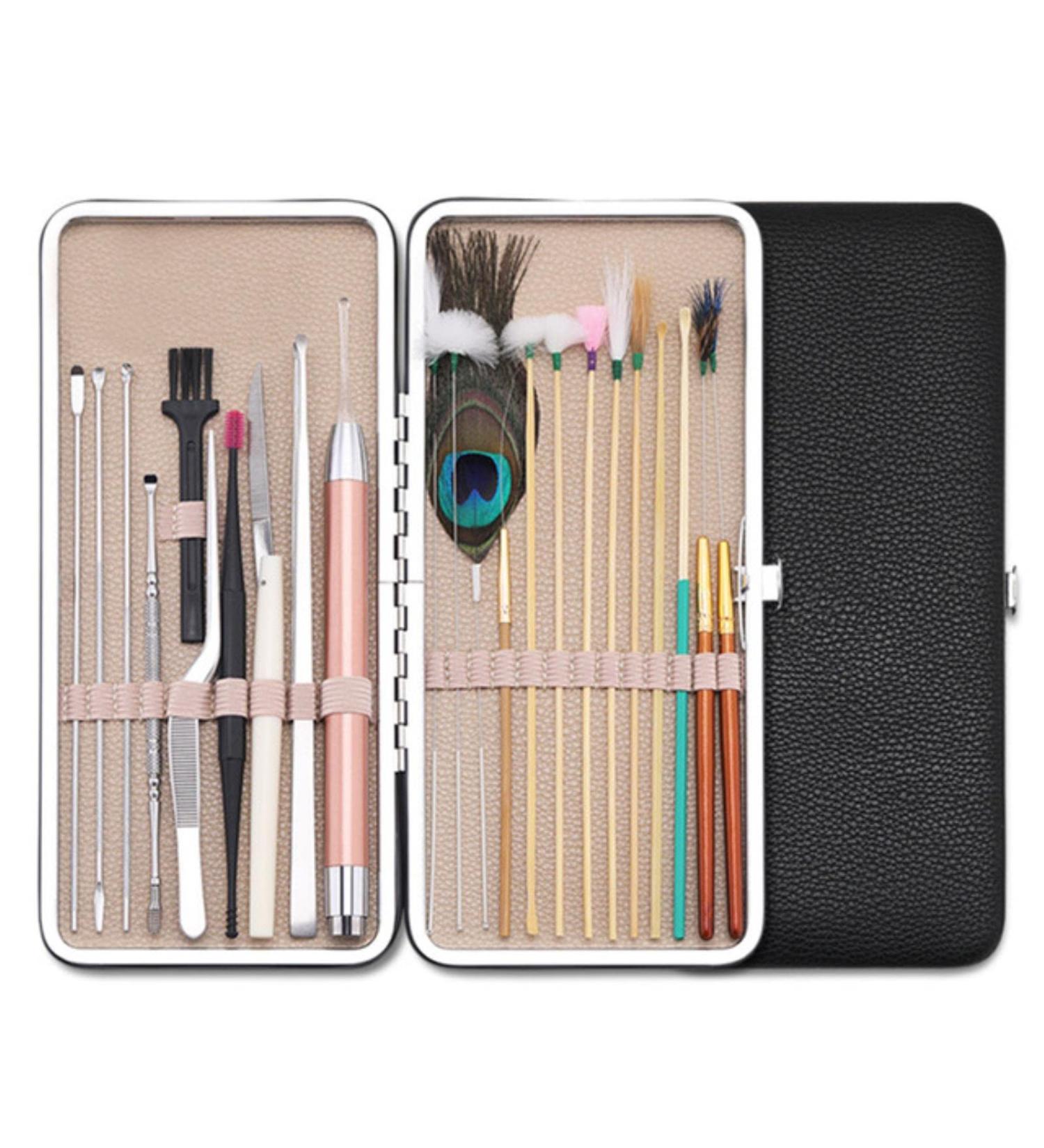 23PCS Ear Wax Removal Tool Kit - Ear Pick Set for Adult Ear Cleaning Care - Black - Buy Online on GoSupps.com