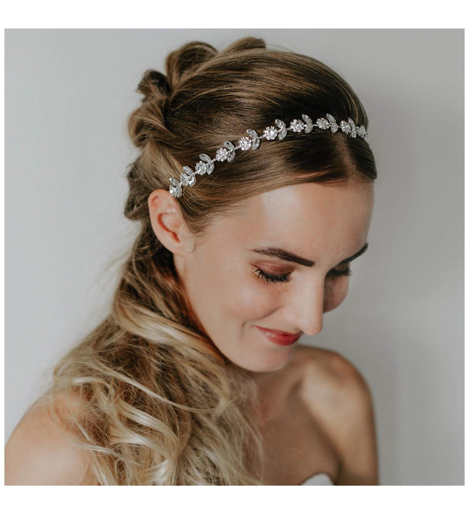 SWEETV Rhinestone Bridal Headpiece - Silver Wedding Headband for Bride, Bridesmaid, Flower Girl - Buy Online on GoSupps.com