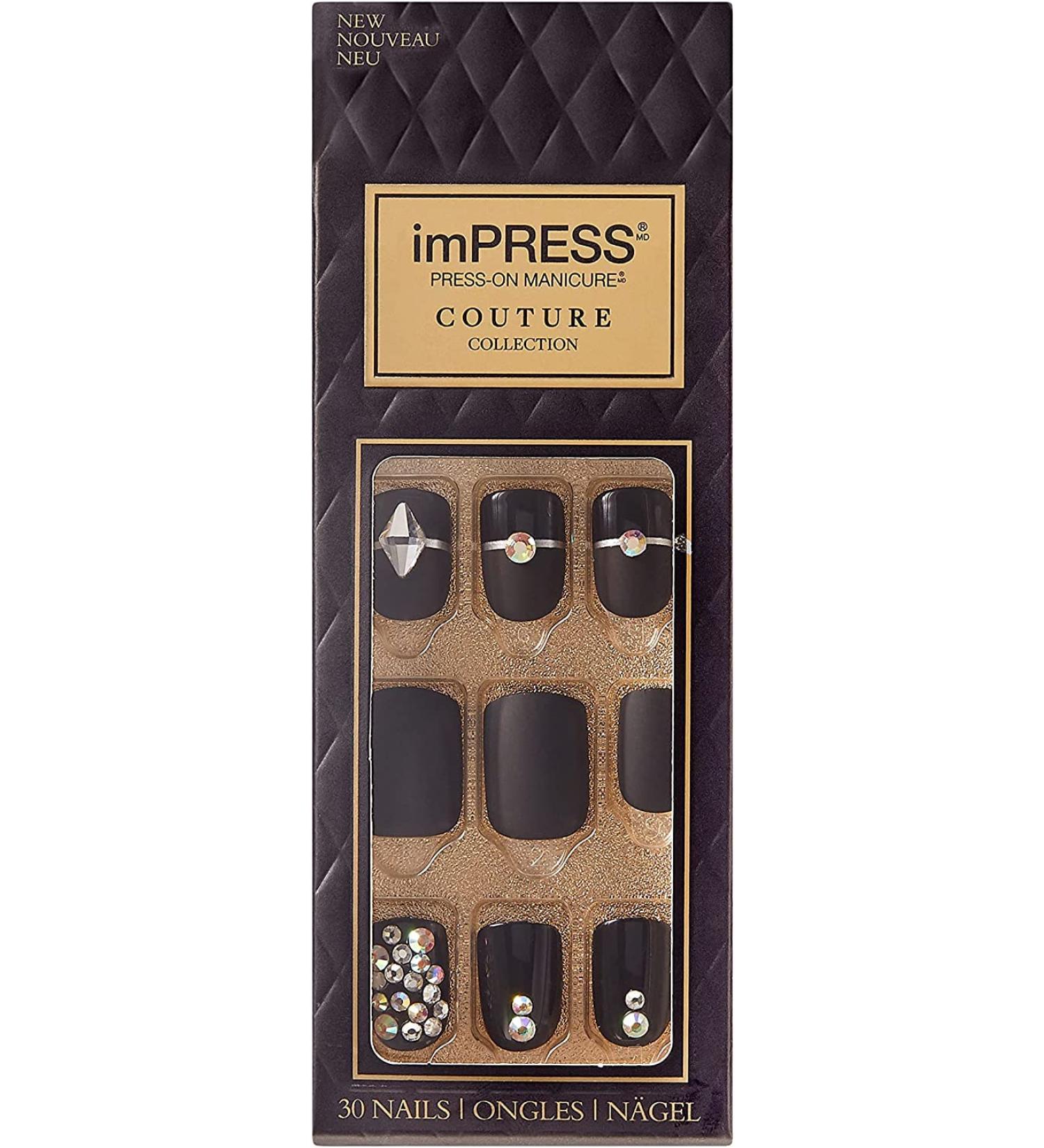 KISS imPRESS Couture Collection Manicure Kit - Lavish | 30 Fake Nails with Super-Hold Adhesive - Buy Online on GoSupps.com
