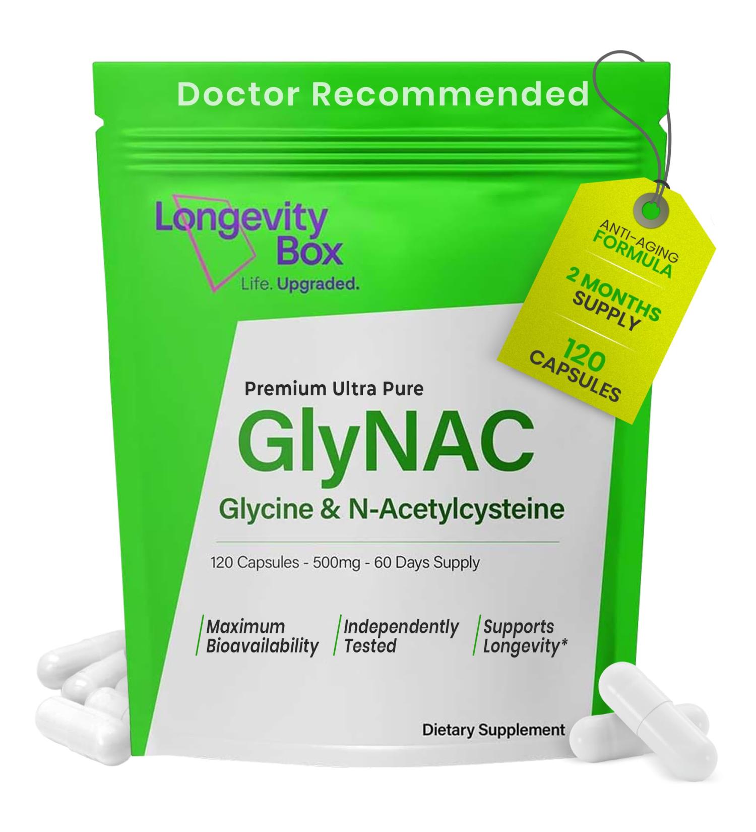 Ultra Pure GlyNAC Supplement 1000mg (500mg Glycine + 500mg N-Acetyl Cysteine) - Glutathione Precursor for Healthy Aging Energy & Cellular Protection - 120 Vegan Capsules 120 Count (Pack of 1) - Buy Online on GoSupps.com