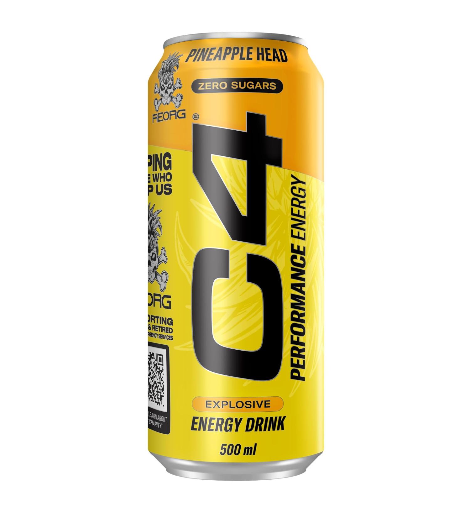 C4 Energy Pineapple Sugar Free Sparkling Energy Drink | Pre Workout Performance Drink with Caffeine 12x500ml