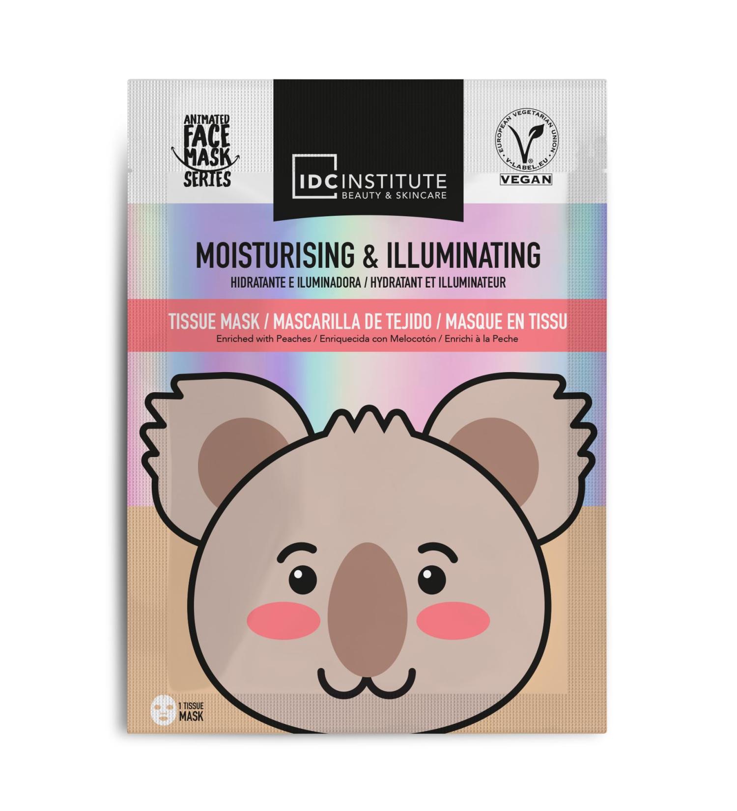 Vegan Face Mask for Children and Adults in Koala Printed Fabric - Moisturizing and Illuminating - Beauty Routine, Facial Care, Hydrates the Skin - Gift Idea for Girls, Women, Easy to Apply - 1 Unit