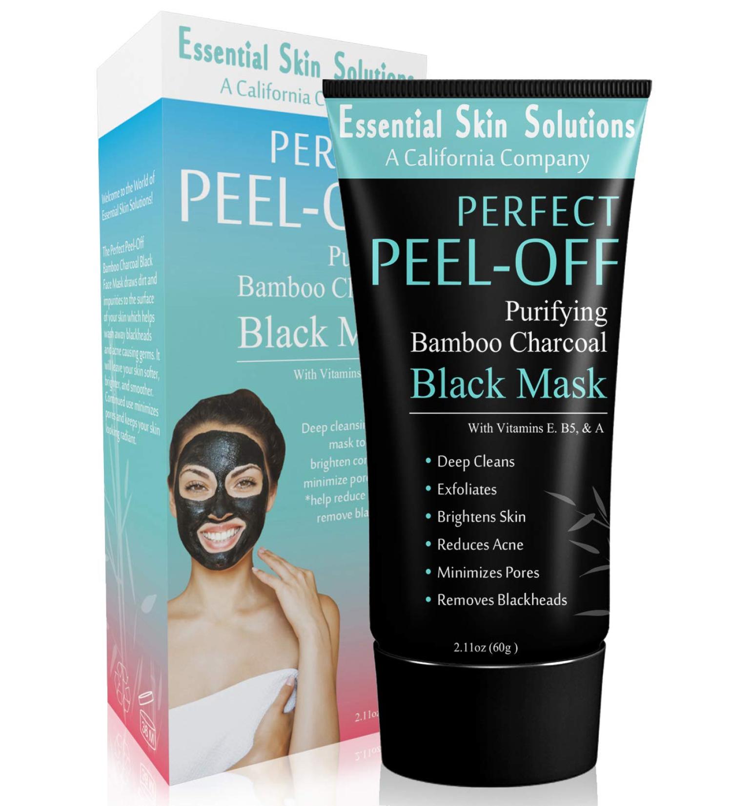 Bamboo Charcoal Peel Off Face Mask - Blackhead Remover for Clear Skin - Exfoliating & Brightening Facial Mask - Purifying Pore Minimizer - Helps Reduce Acne & Dark Spots - Buy Online on GoSupps.com
