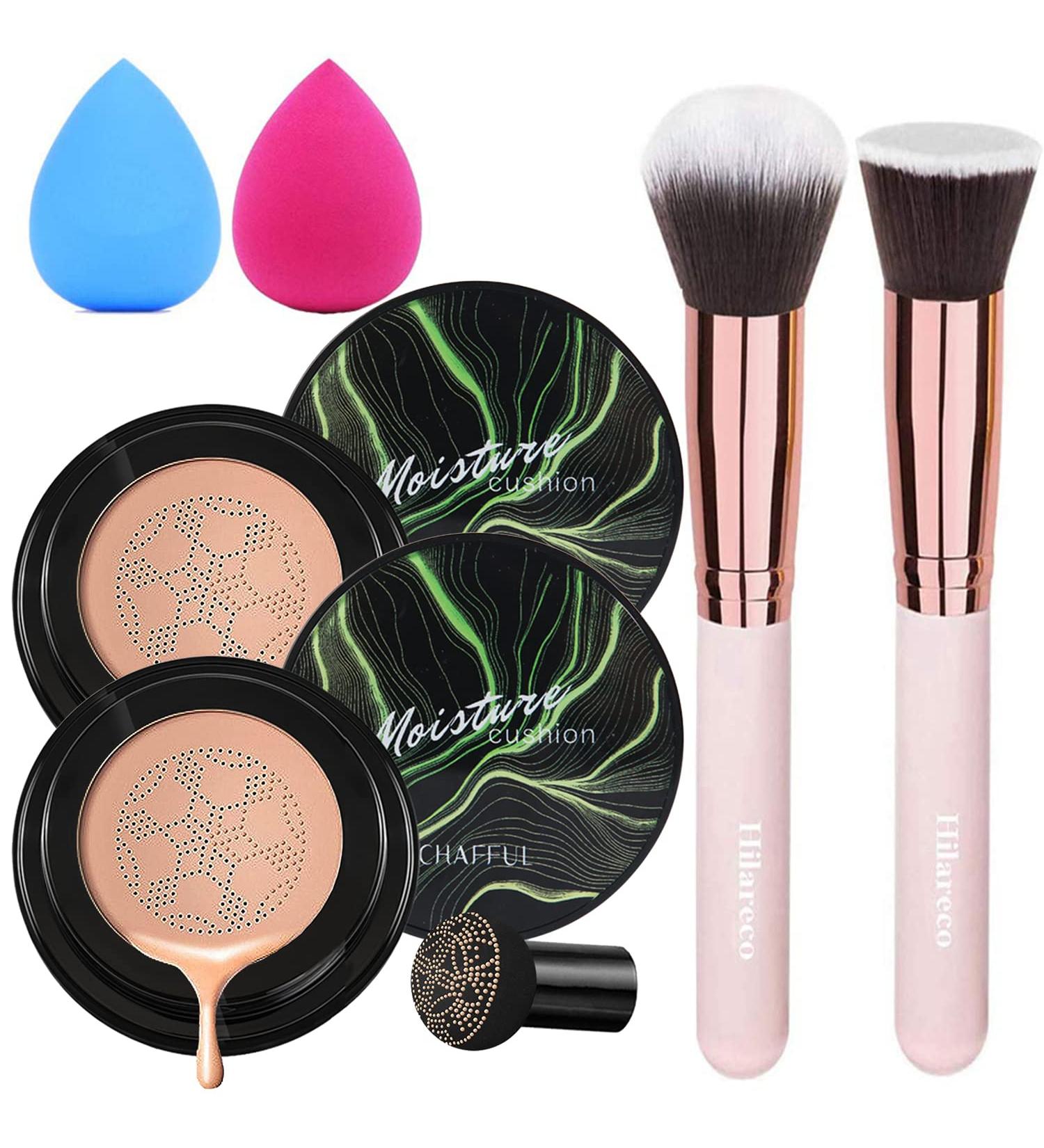 2 PCS Air Cushion CC Cream & Foundation Set - Moisturizing Concealer & Brush for Long-Lasting Bright Skin (Medium to Tan) - Buy Online on GoSupps.com