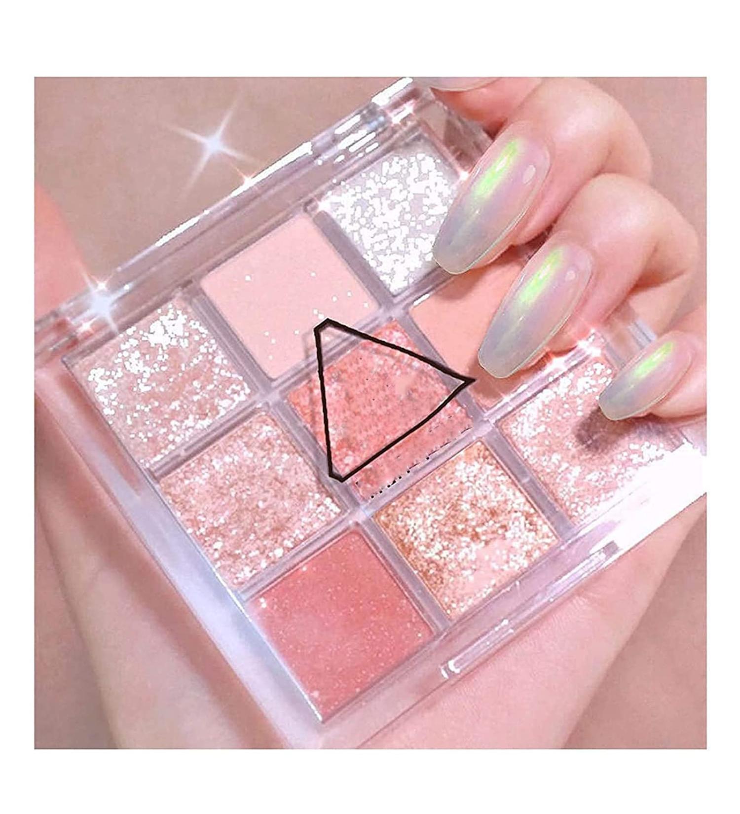 9 Colors Eye Shadow Palette - Matt & Shimmering Glitter - Waterproof & Pigmented Makeup for Natural Looks & Festivals - Pink - Buy Online on GoSupps.com