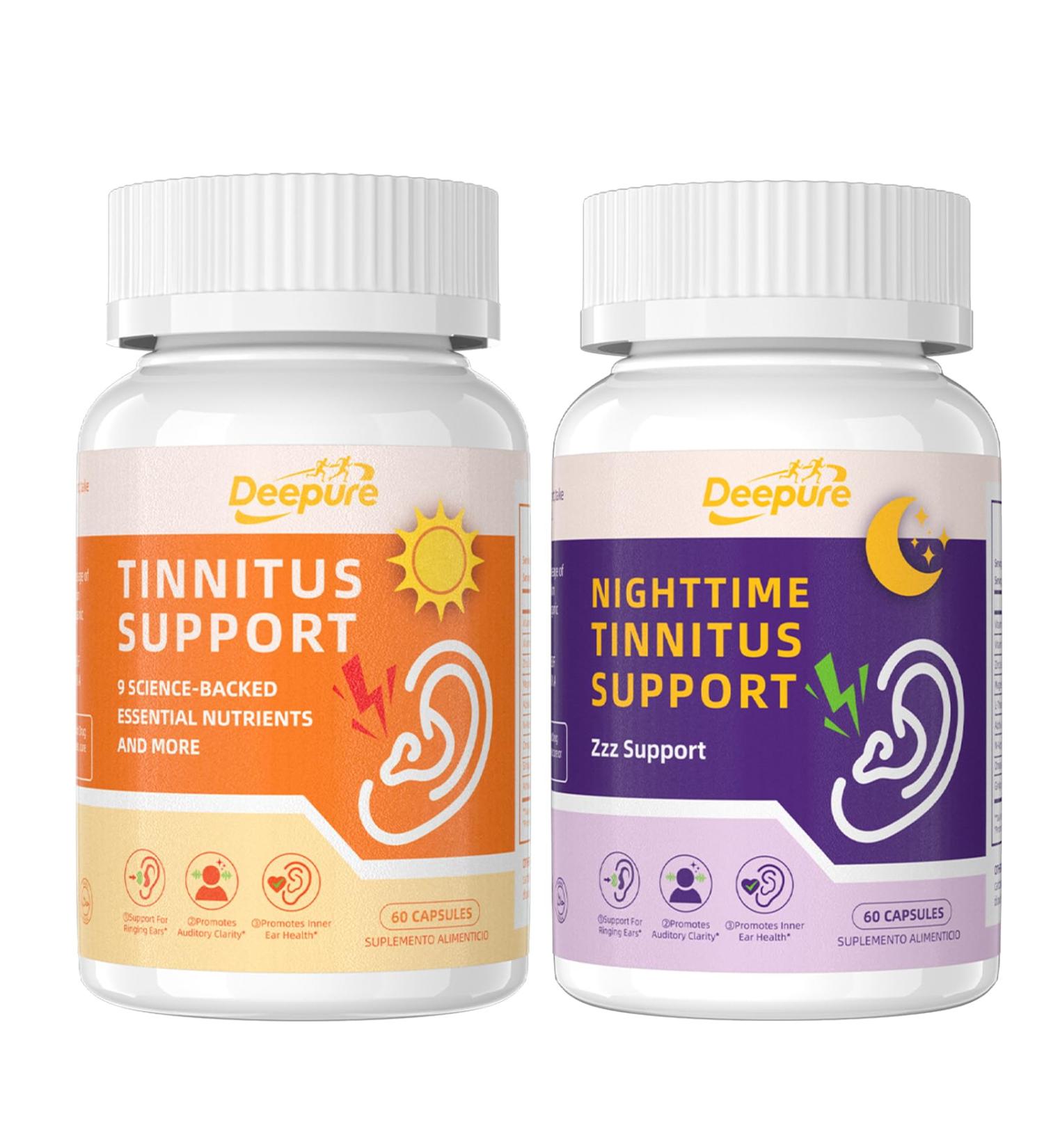 Deepure Tinnitus Auditory Support Capsules-Day & Night Formula with Magnesium Ginkgo and Ashwagandha for Focus Sleep Inner Ear Comfort Promote Quieter Mental Clarity Non-GMO Vegan Formula 120 Count - Buy Online on GoSupps.com
