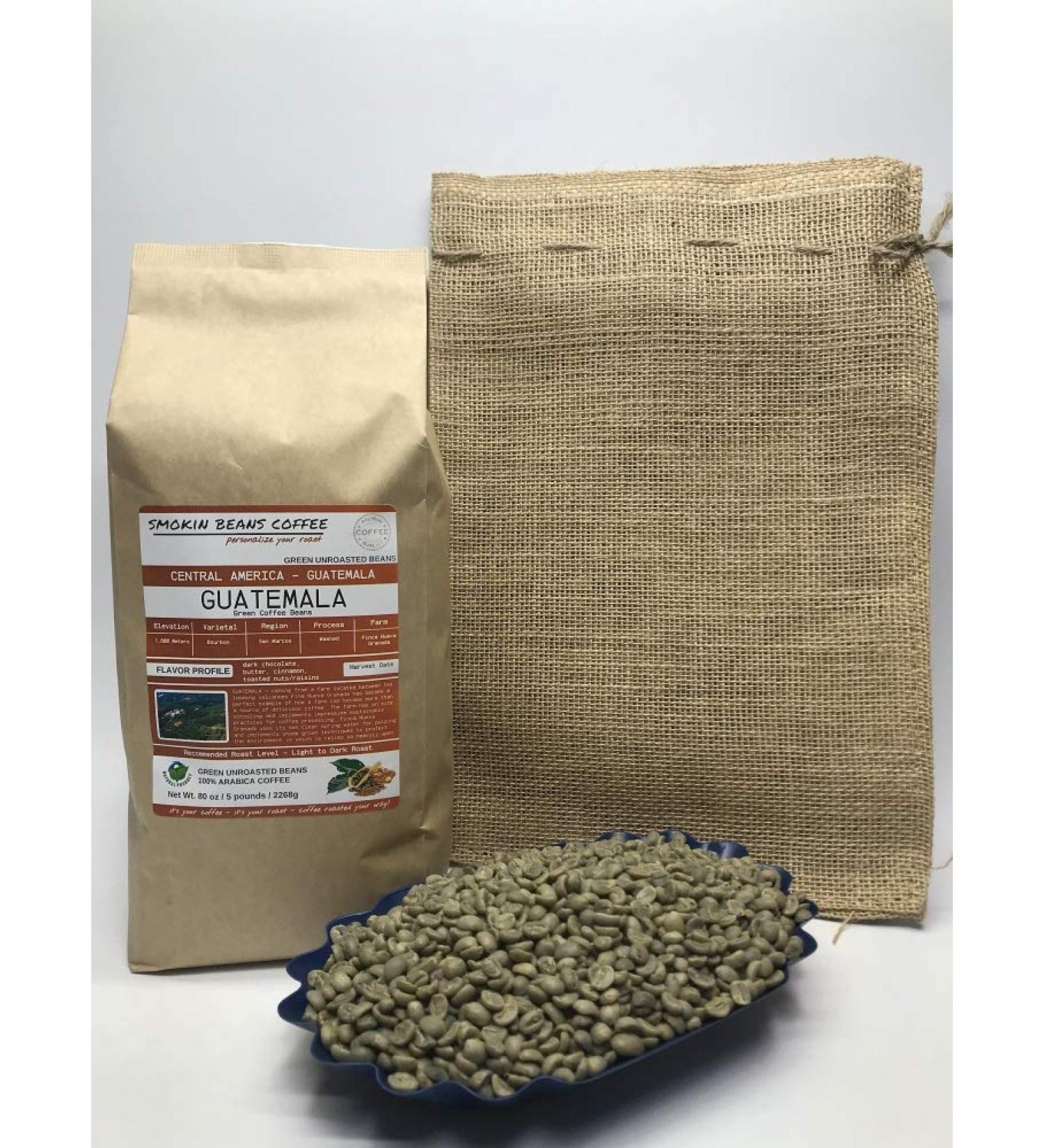 5lb Guatemala Unroasted Arabica Green Coffee Beans - Finca Nueva Granada, Altitude 1800M, San Marcos Region - Washed Process - Burlap Bag Included - Buy Online on GoSupps.com