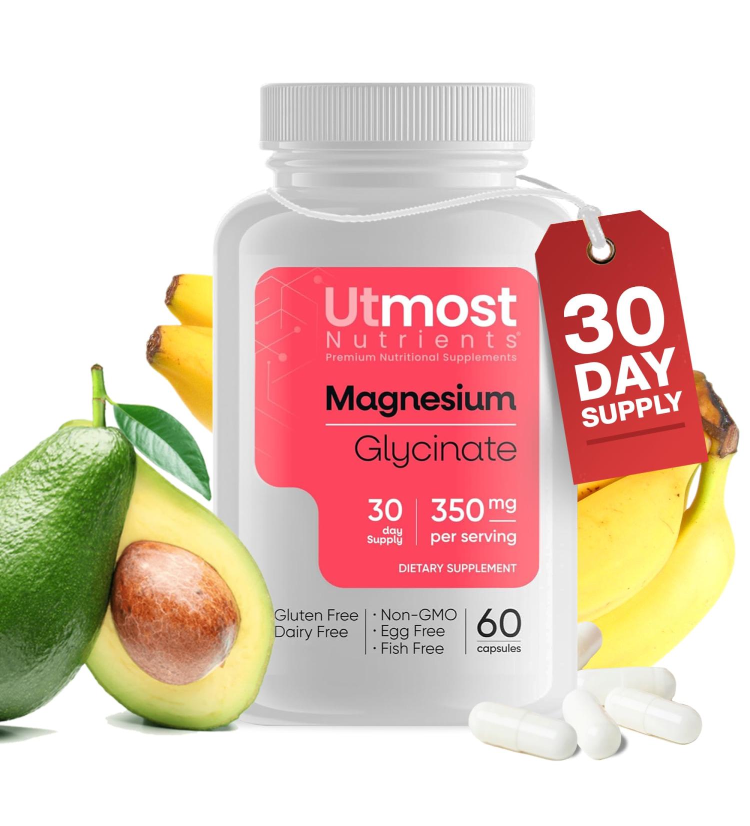 Magnesium Glycinate Supplement - Just 1 Capsule 175 MG of Absorbable Magnesium (350 MG in 2 Capsules) Non-GMO Gluten-Free Major-Allergen Free-Promotes Nighttime Calm & Muscle Wellness (60 Capsules) - Buy Online on GoSupps.com