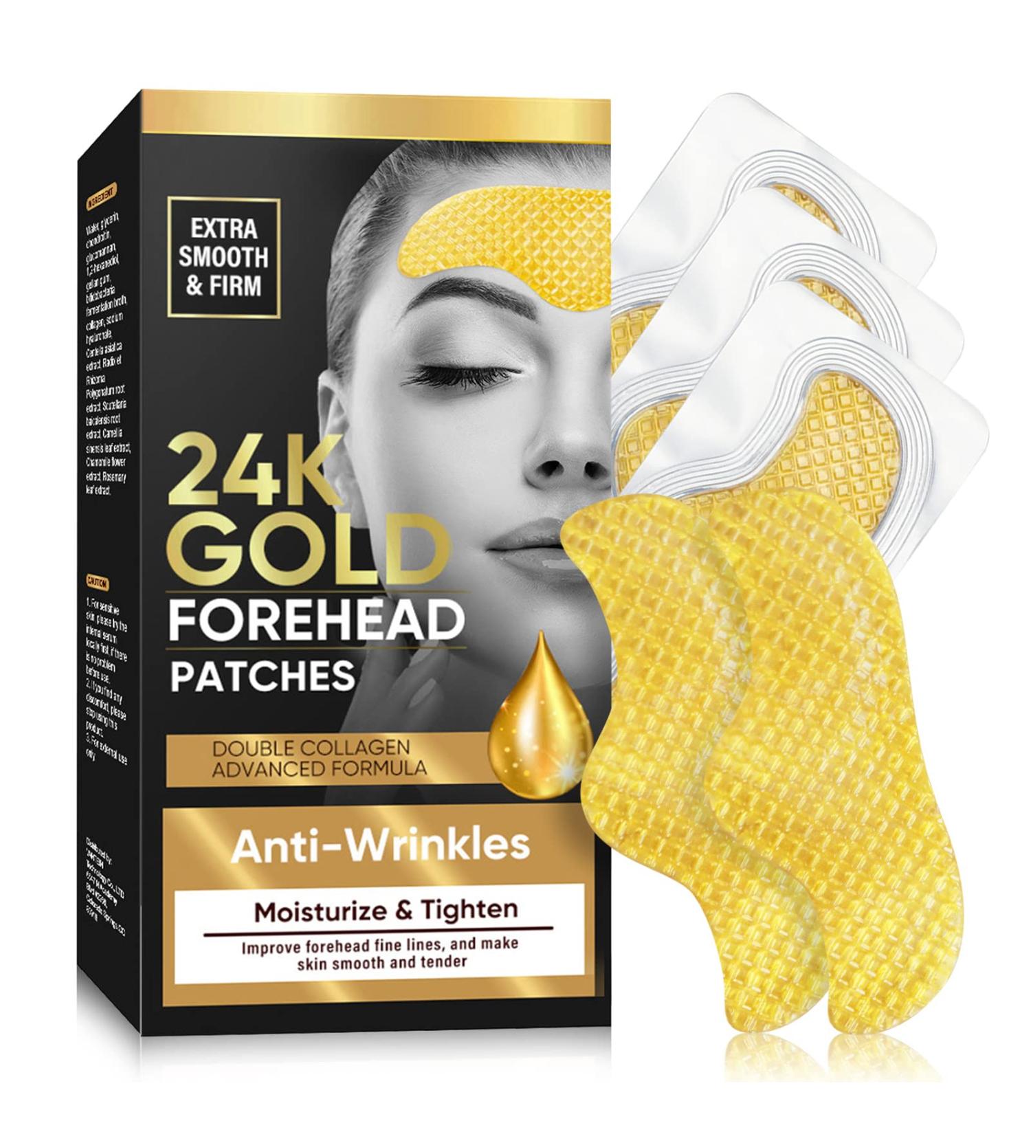 24K Gold Collagen Forehead Wrinkle Patches - Smooth Frown Lines - Buy Online on GoSupps.com