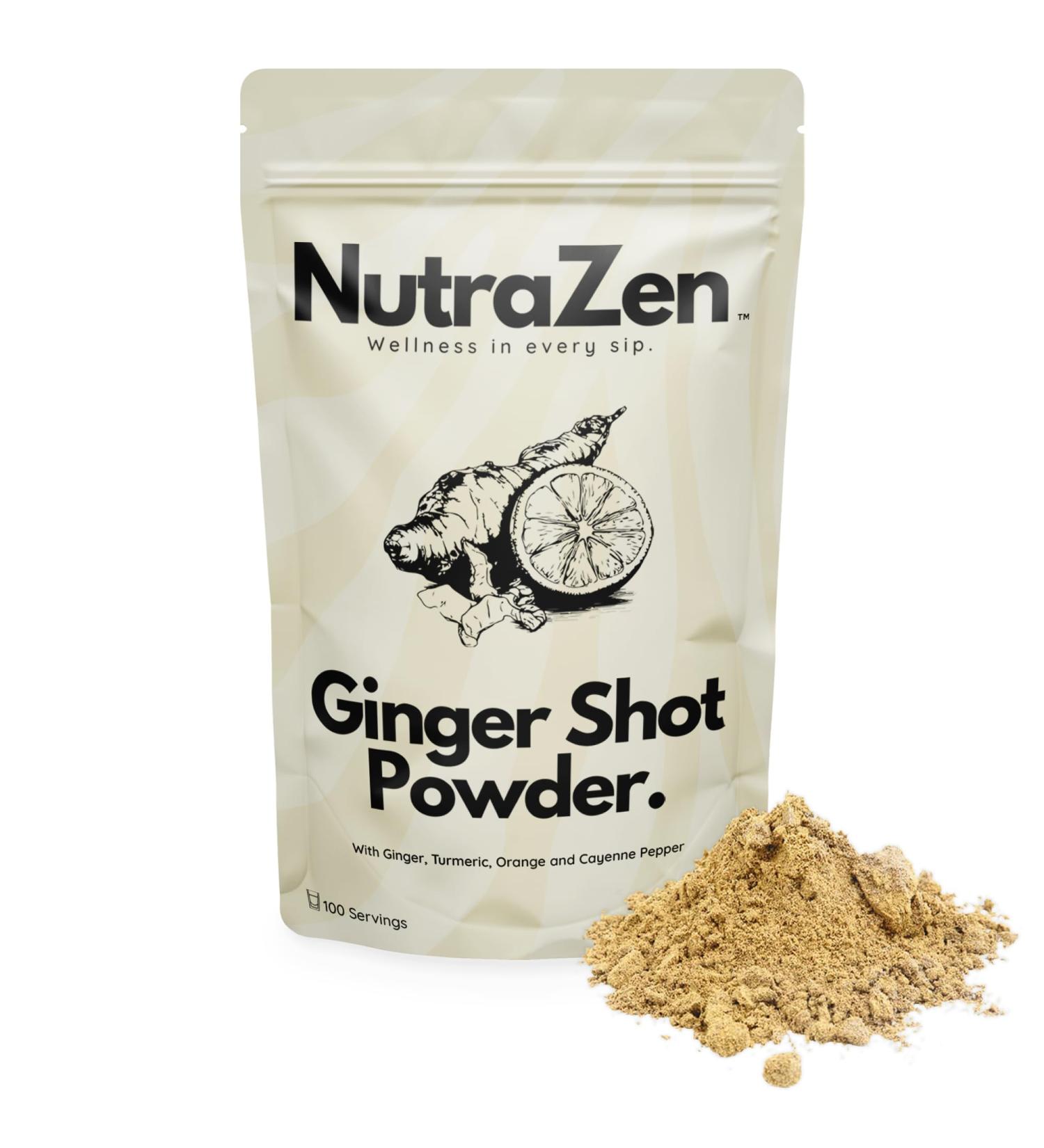 Ginger and Turmeric Shot Powder 100 Servings | Drink Supplement with Orange Cayenne Pepper and Zinc | Organic and Natural Ingredients No Added Sugar | Detox Drink Mix with Water Juice or Tea | 100g - Buy Online on GoSupps.com