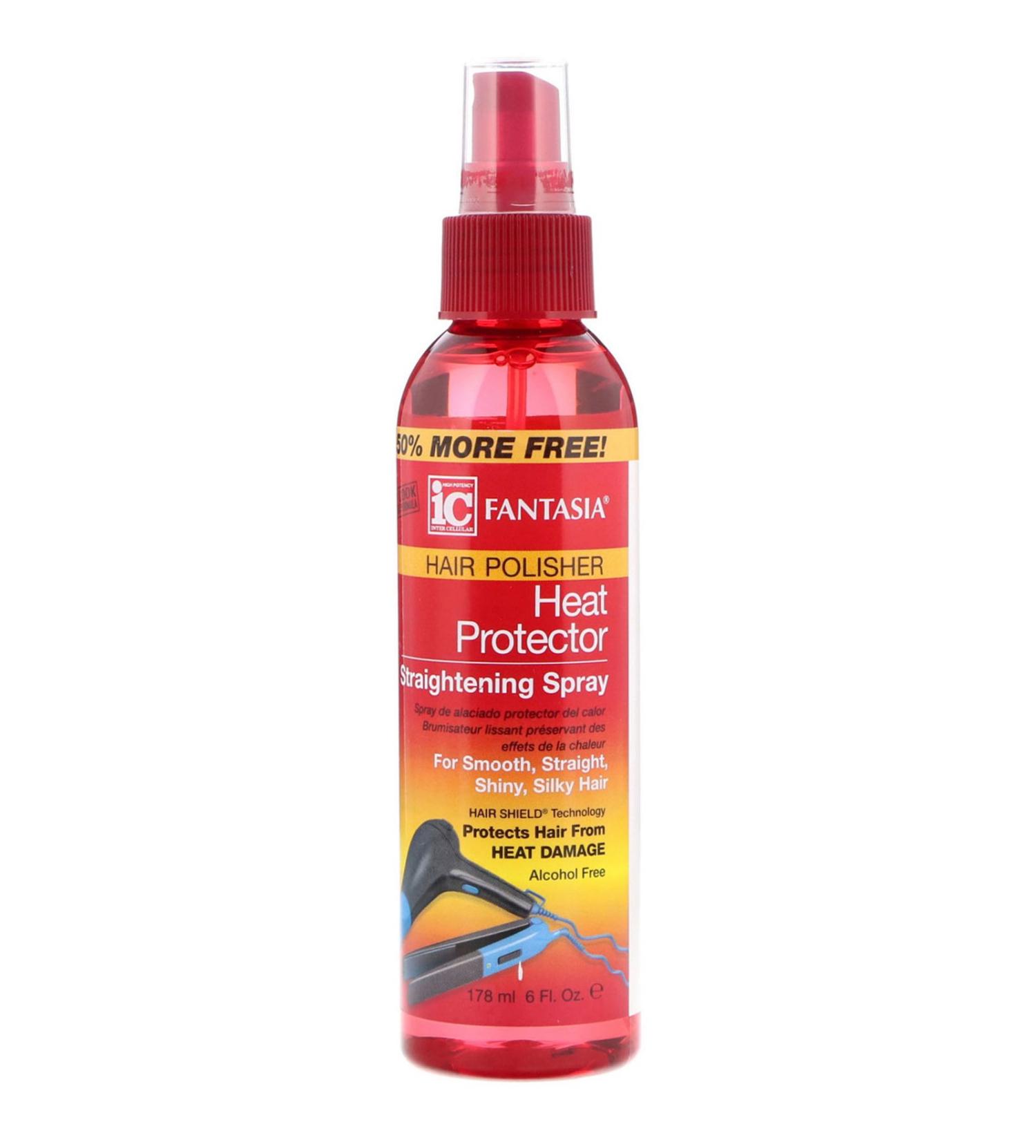 Fantasia Hair Polisher Heat Protector Straightening Spray 6 oz (Pack of 4)