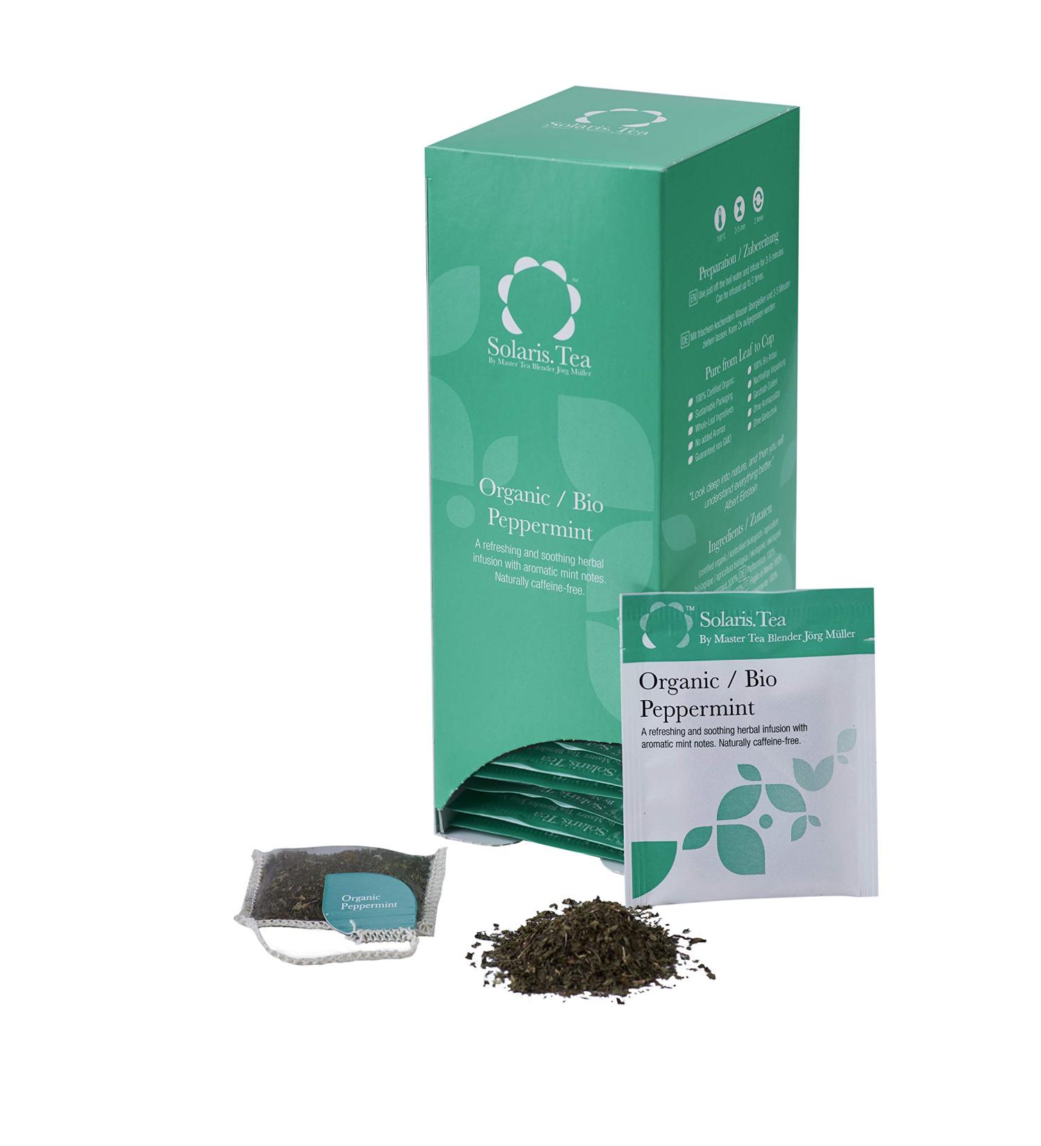 Buy Solaris Tea ORGANIC Peppermint - 40 Biodegradable Silk Tea Bags | Premium Quality Herbal Tea for Refreshing Flavor - Buy Online on GoSupps.com