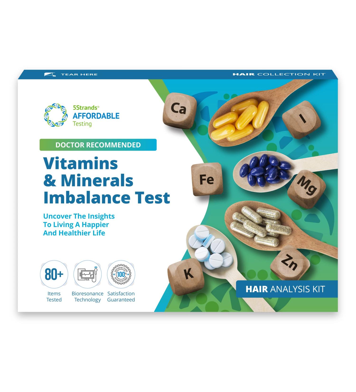 5Strands Nutrition Test: Hair Analysis for 80 Vitamins, Minerals, and Amino Acids - Accurate Results in 5-7 Days for Improved Health and Wellness - Buy Online on GoSupps.com