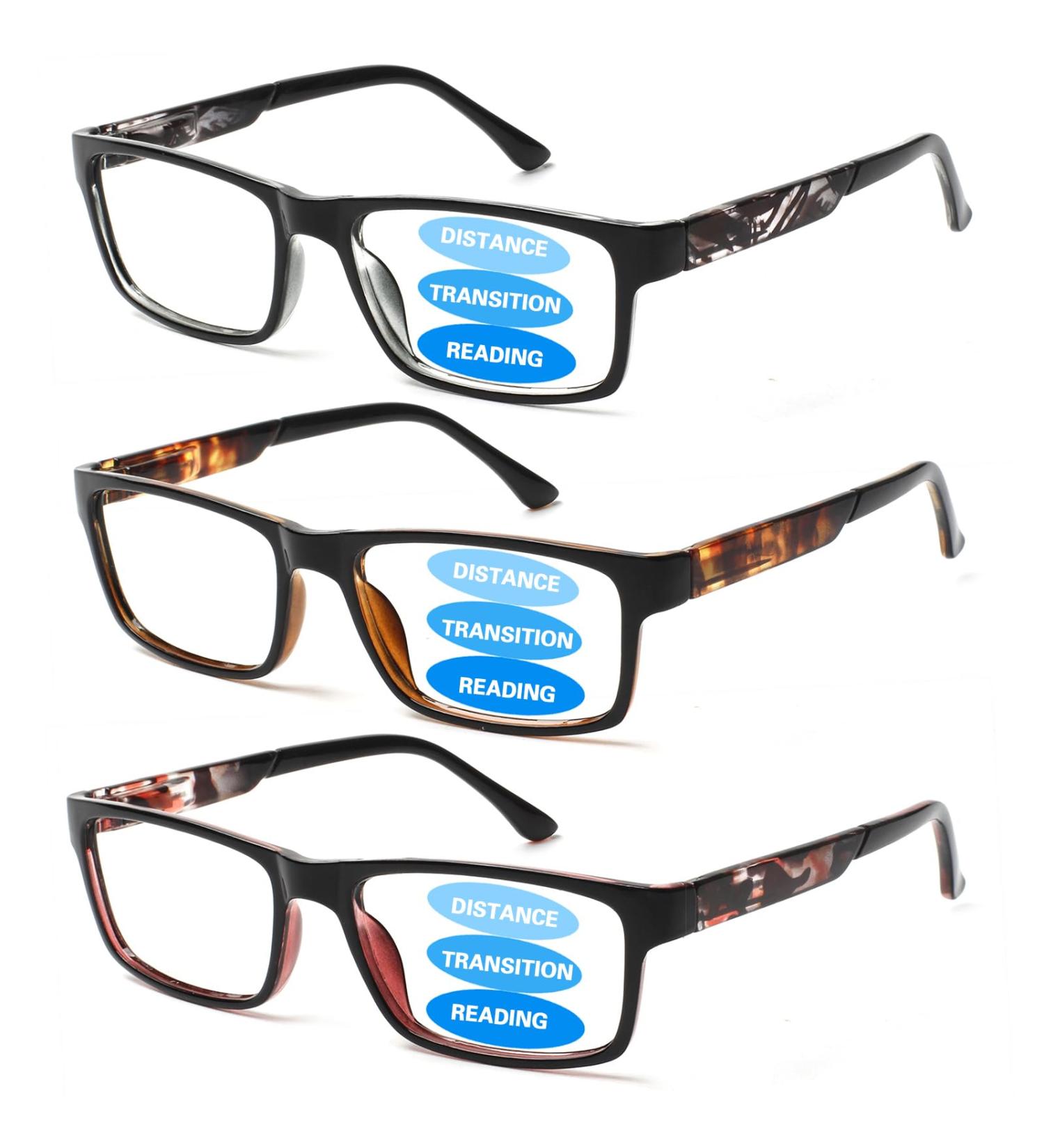 3 Pack Progressive Multifocus Reading Glasses for Men & Women - Blue Light Blocking Spring Hinges Mix Colors - 2.0 & 2.25x - International Shipping Available - Buy Online on GoSupps.com